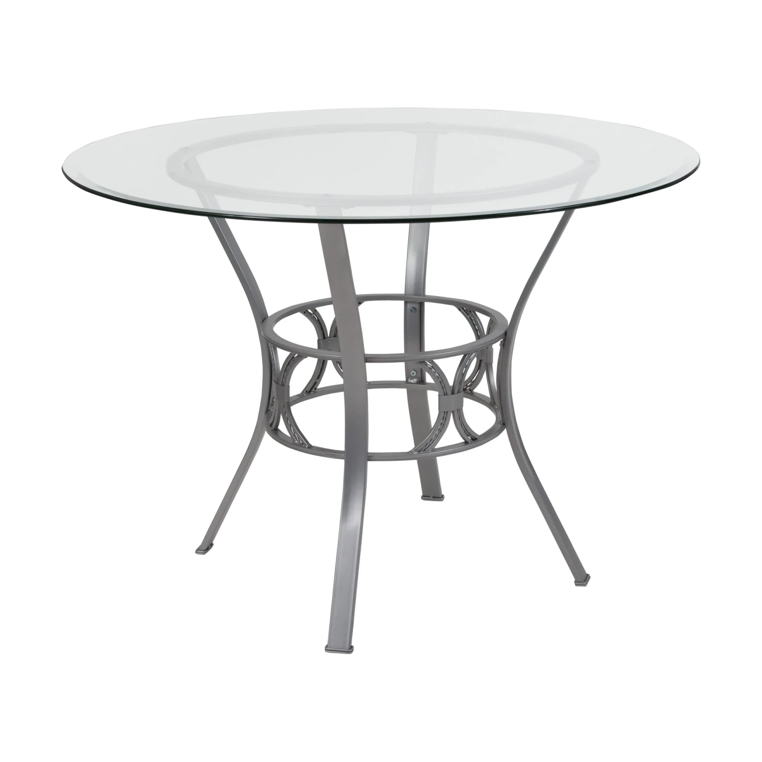 Flash Carlisle 42'' Round Glass Dining Table With Crescent Style Metal Frame - Image 19