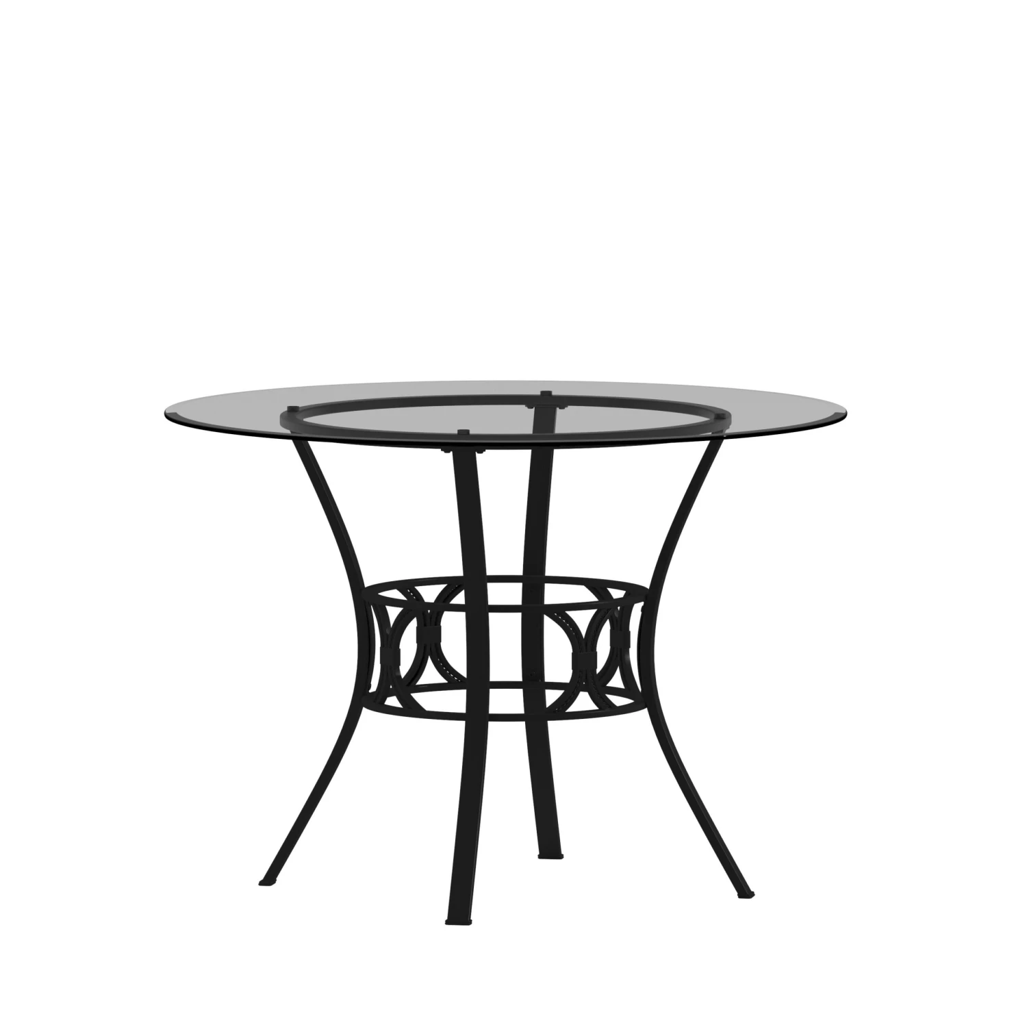 Flash Carlisle 42'' Round Glass Dining Table With Crescent Style Metal Frame - Image 20