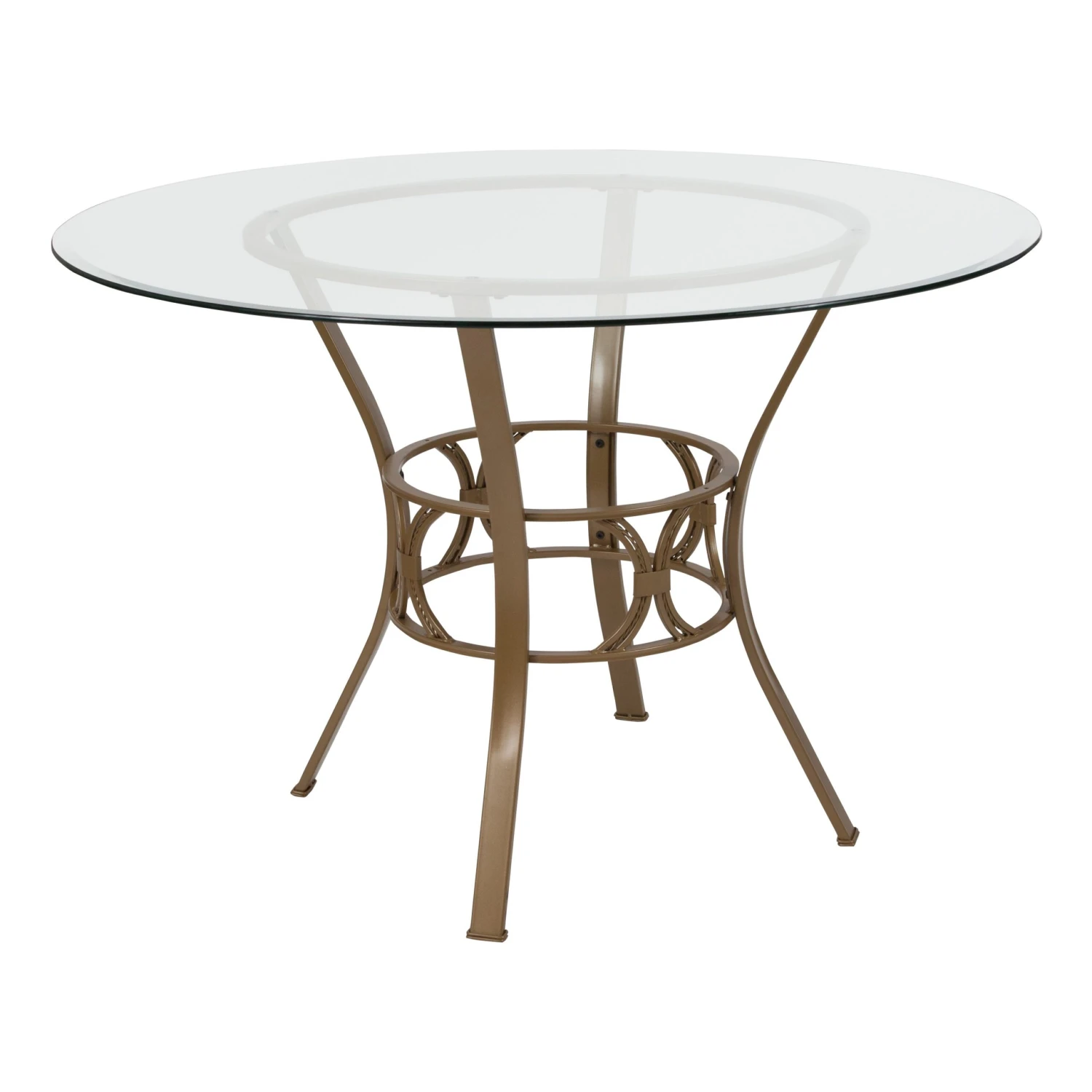 Flash Carlisle 45'' Round Glass Dining Table With Crescent Style Metal Frame - Image 13