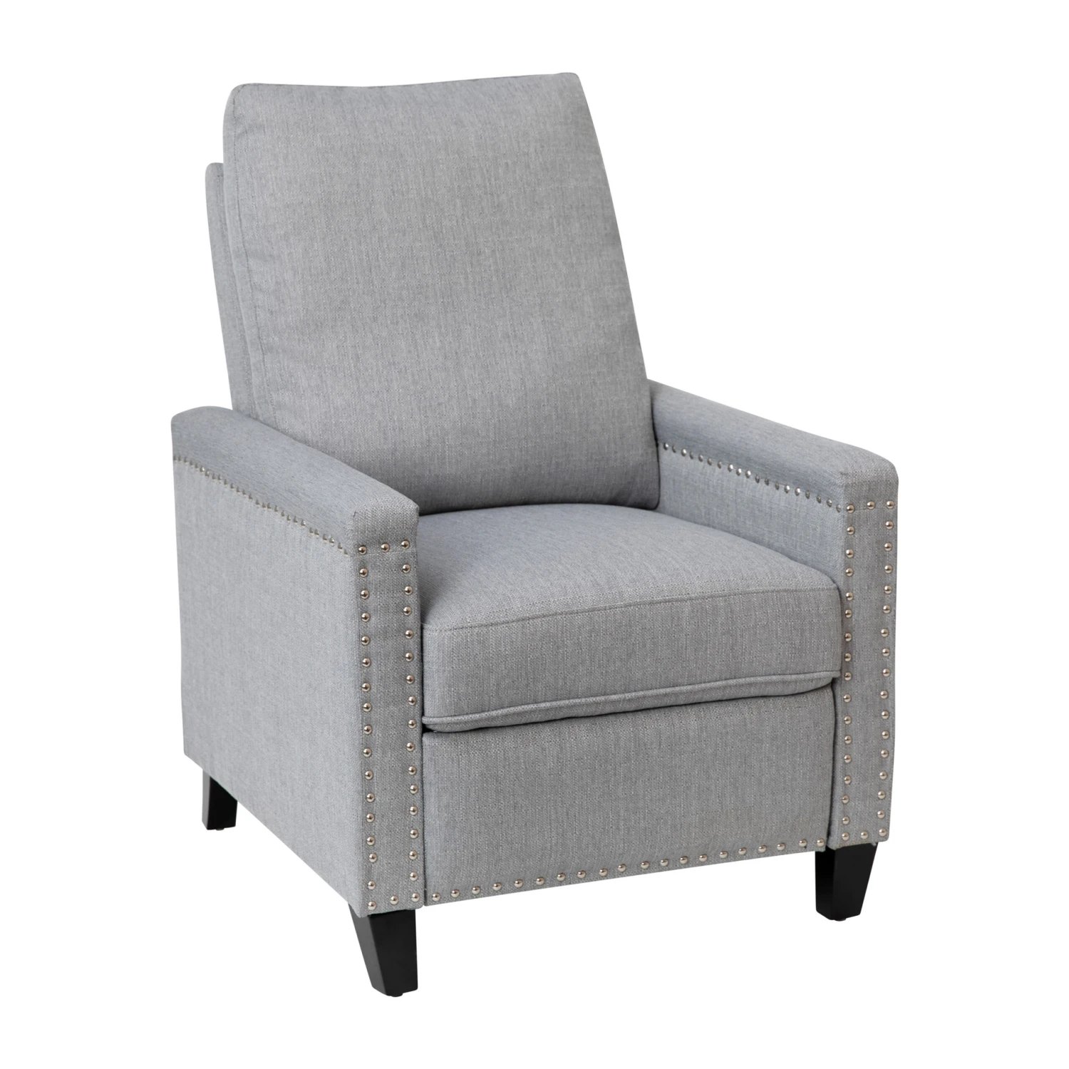 Flash Carson Transitional Style Push Back Recliner Chair - Pillow Back Recliner - Polyester Fabric Upholstery - Accent Nail Trim