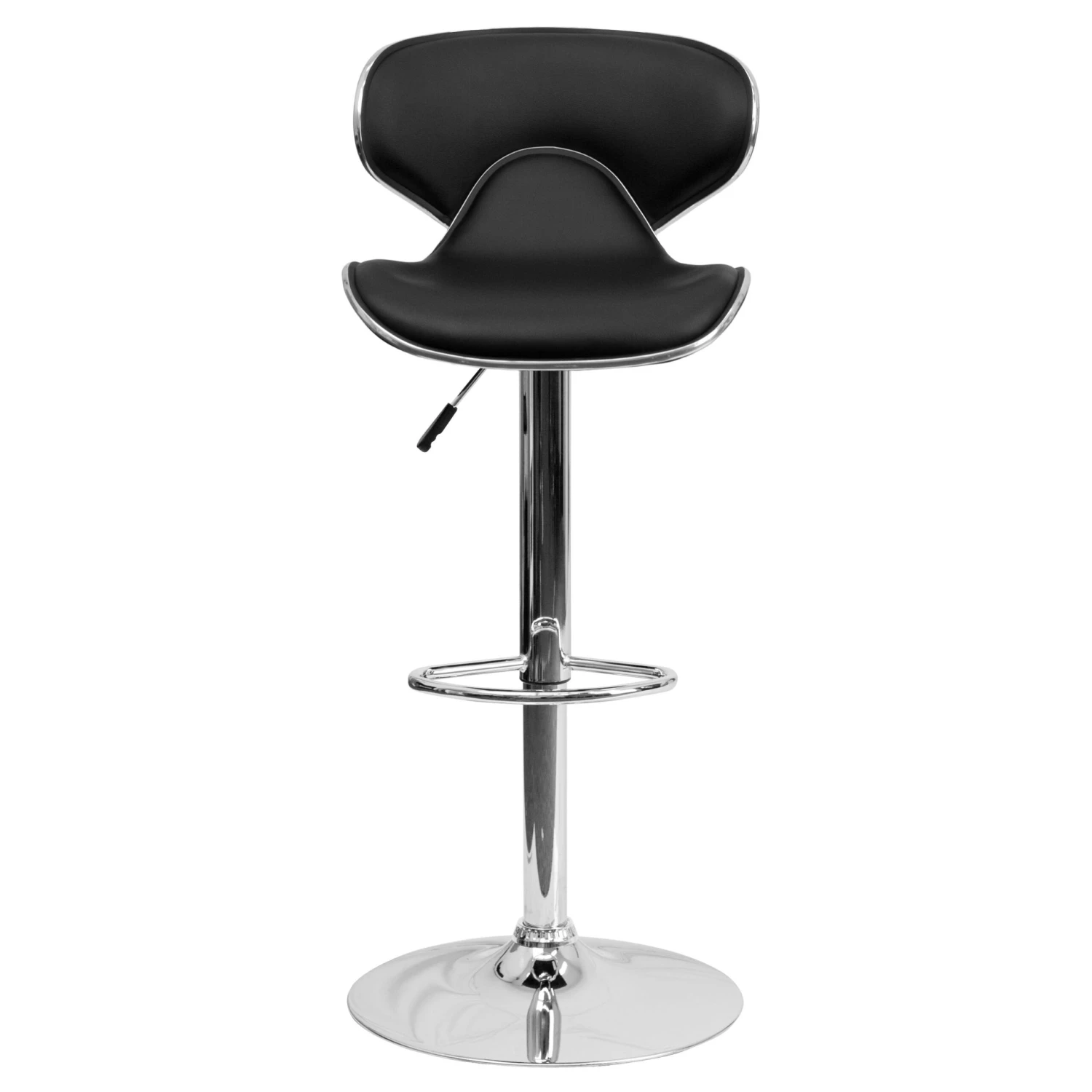 Flash Contemporary Cozy Mid-Back Vinyl Adjustable Height Barstool With Chrome Base - Image 16