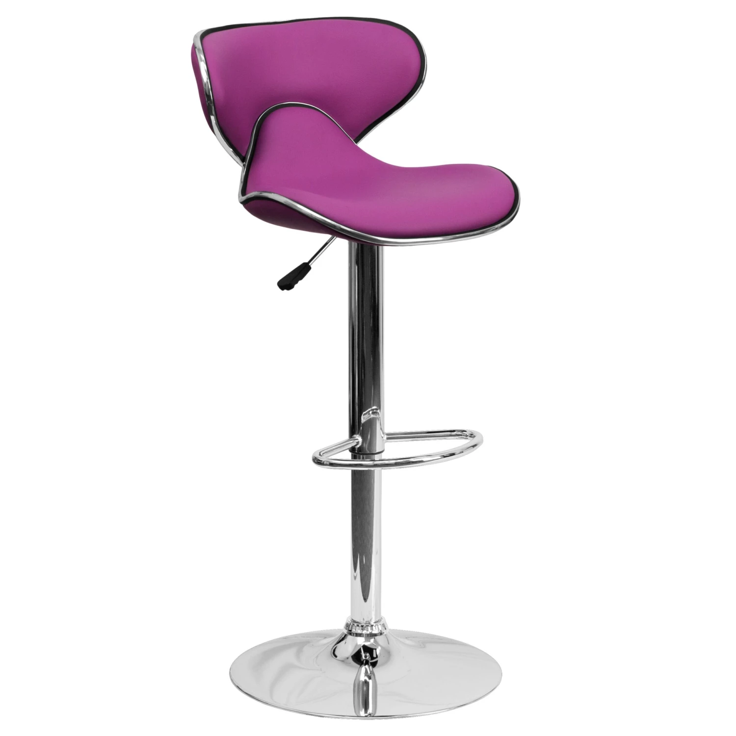 Flash Contemporary Cozy Mid-Back Vinyl Adjustable Height Barstool With Chrome Base - Image 19
