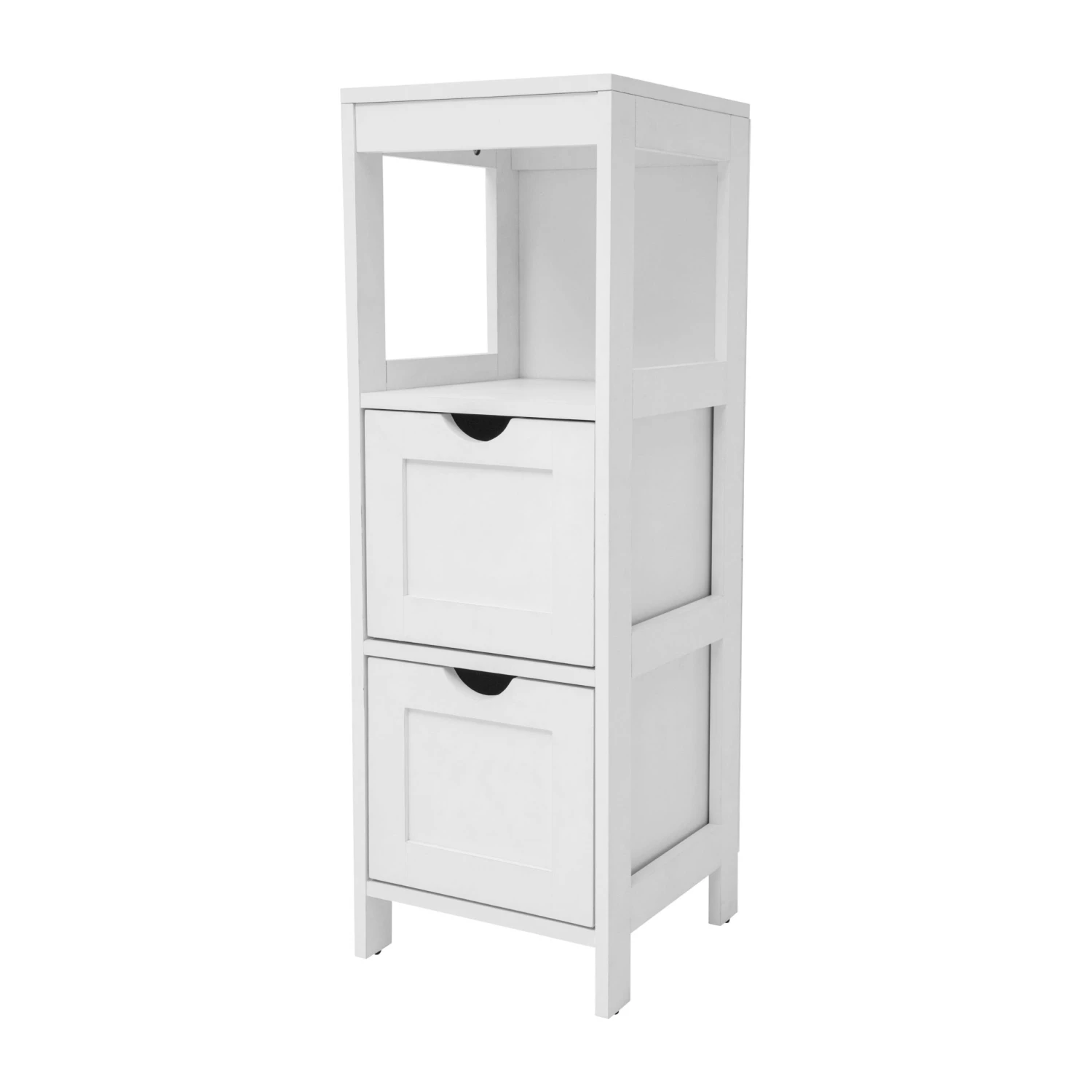 Flash Dune Farmhouse Bathroom Storage Organizer With Two Removable Drawers And Open Display Shelf - Image 13