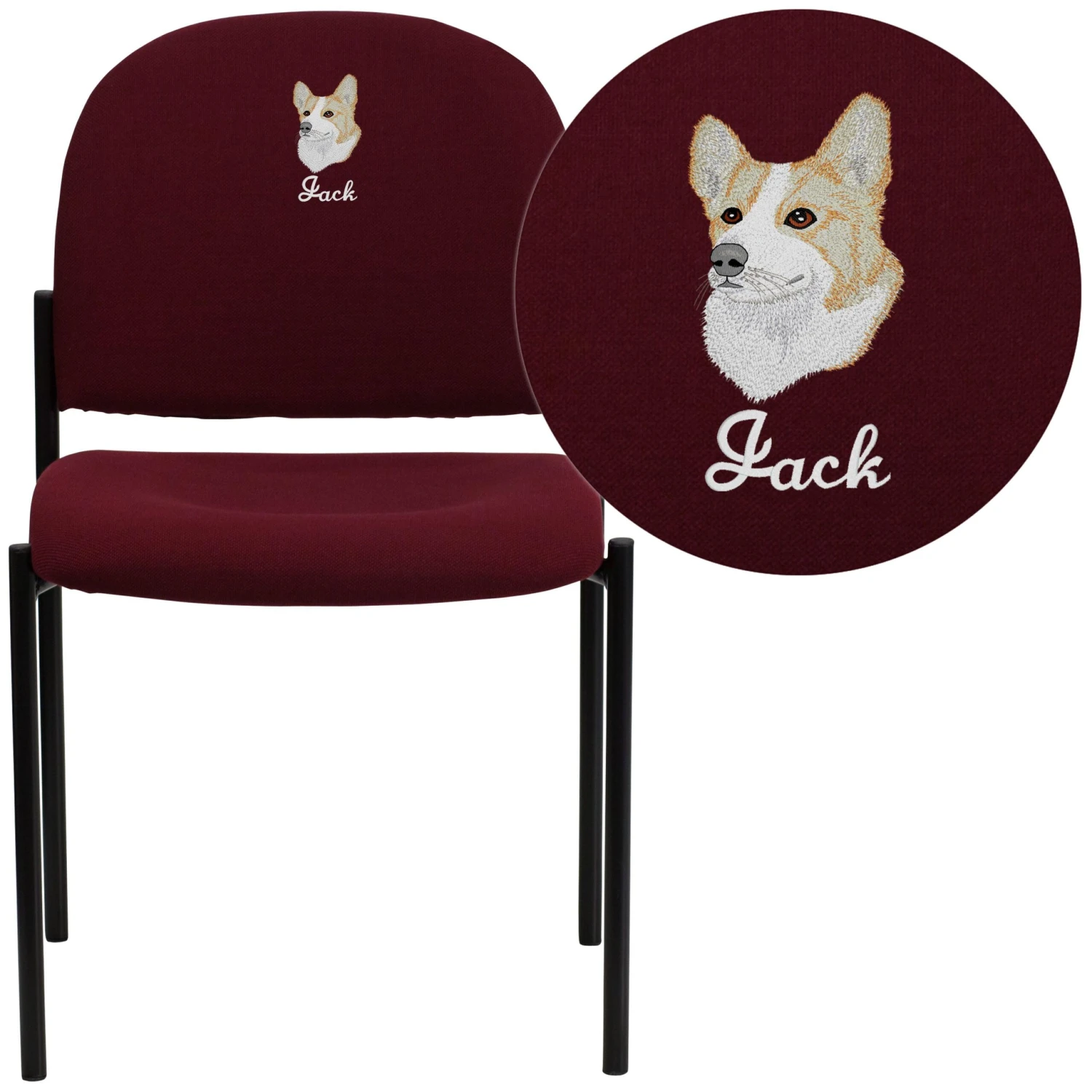 Flash Embroidered Comfort Stackable Steel Side Reception Chair - Image 14
