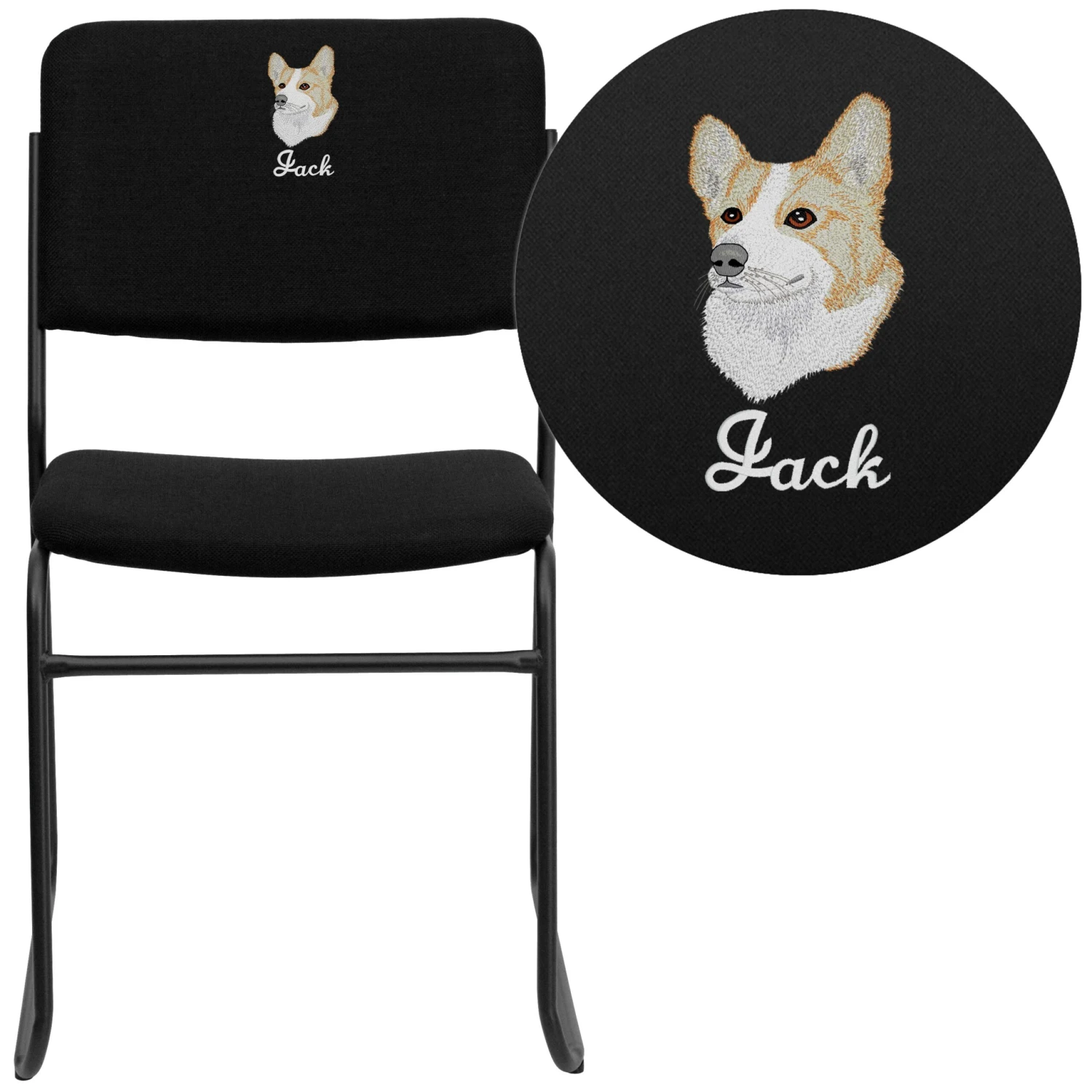 Flash Embroidered HERCULES Series 500 Lb. Capacity High Density Stacking Chair With Sled Base - Image 7