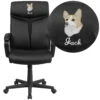 Flash Embroidered High Back LeatherSoft Executive Swivel Office Chair With Slight Mesh Accent And Arms