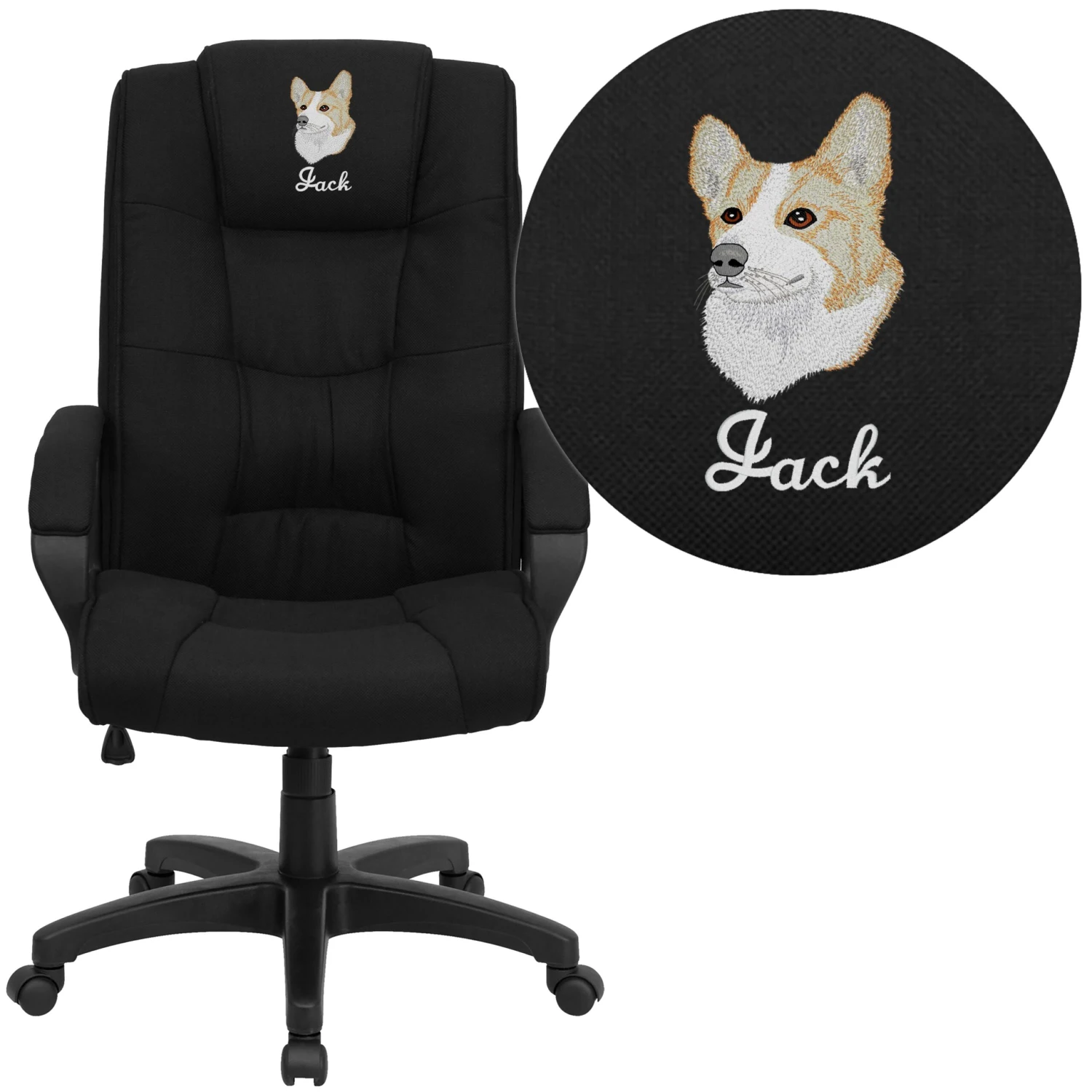 Flash Embroidered High Back Multi-Line Stitch Upholstered Executive Swivel Office Chair With Arms - Image 9