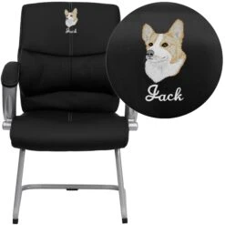 Flash Embroidered LeatherSoft Executive Side Chair