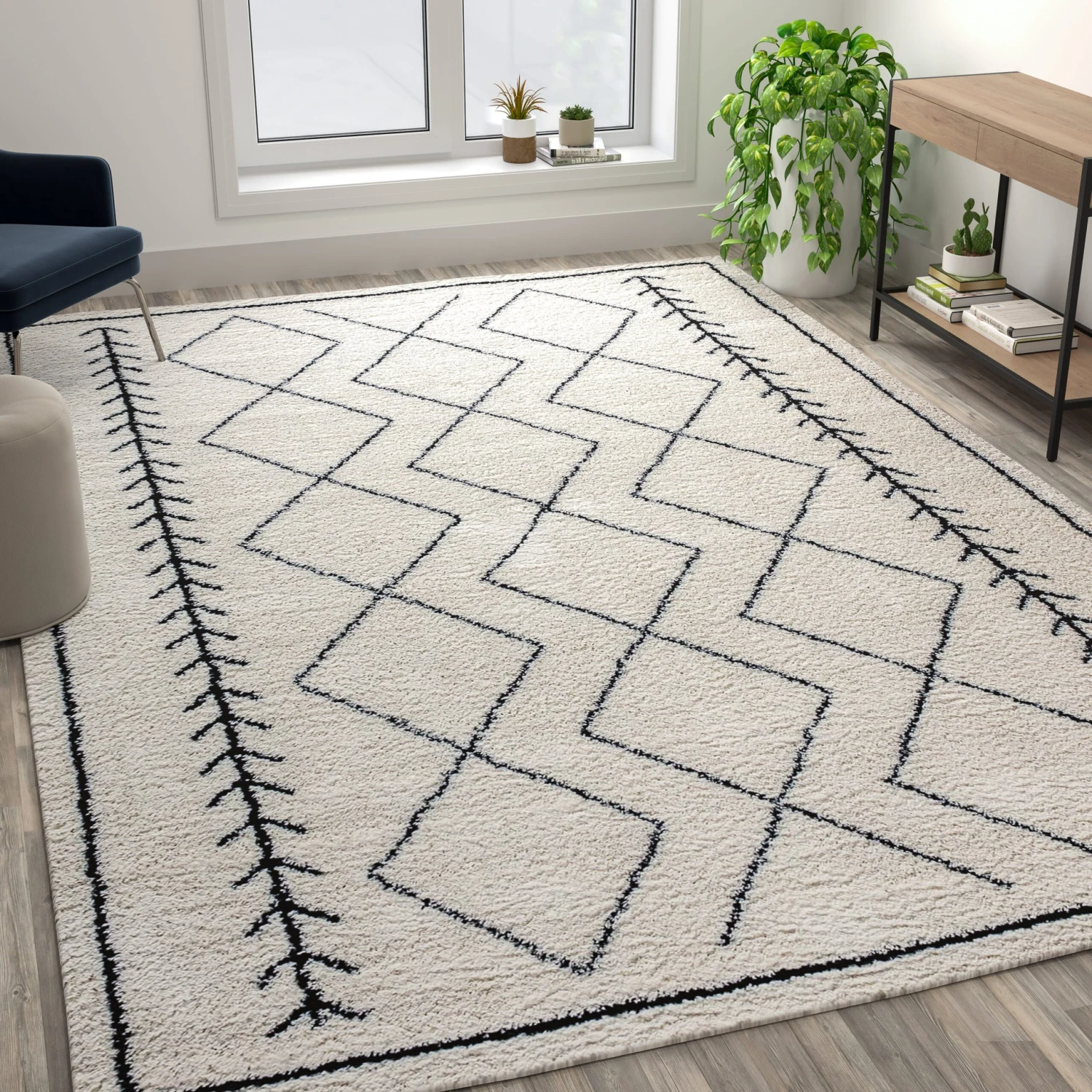 Flash Geometric Style Bohemian Shag Area Rug - Image 2