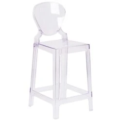 Flash Ghost Counter Stool In Transparent Crystal With Tear Back