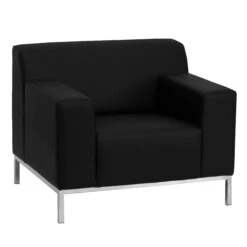 Flash HERCULES Definity Series Contemporary LeatherSoft Chair With Line Stitching And Integrated Stainless Steel Frame