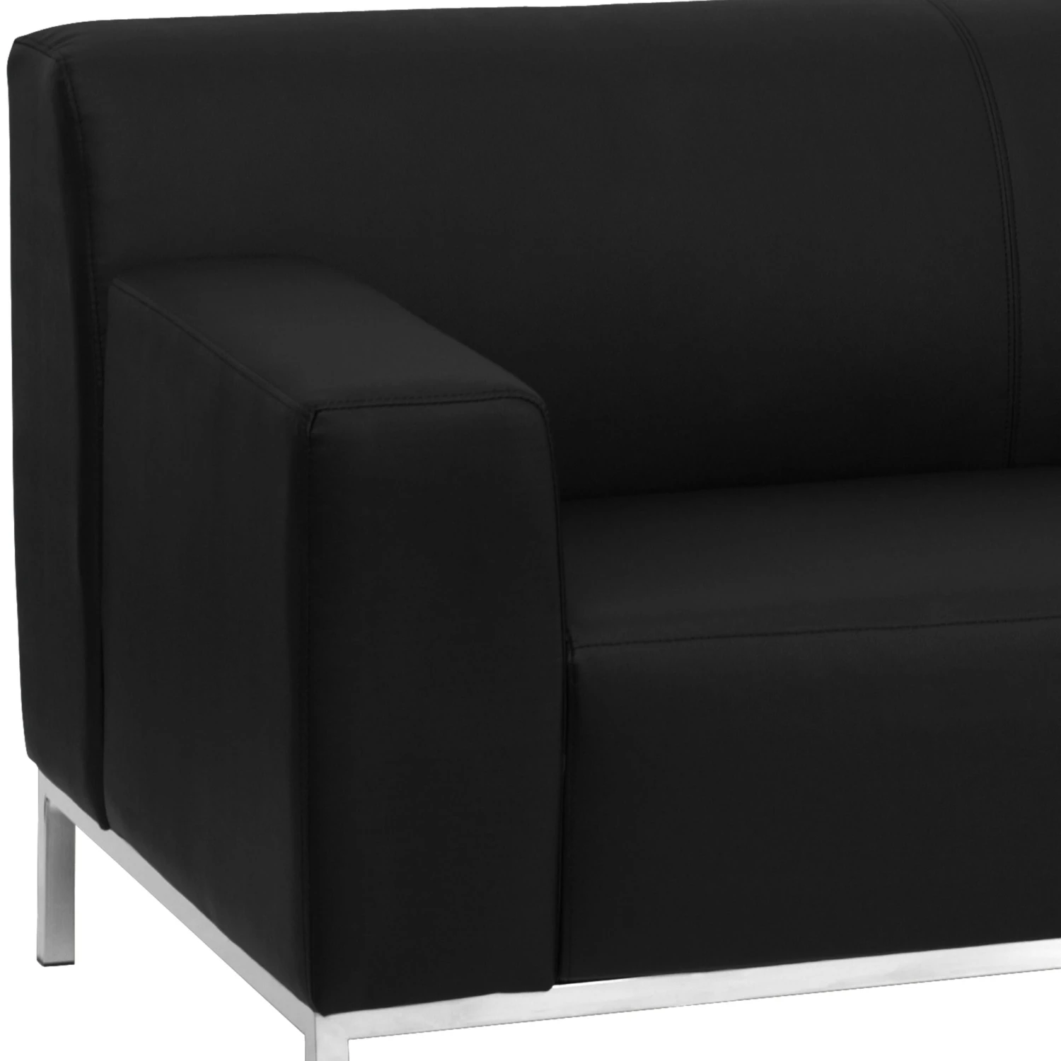 Flash HERCULES Definity Series Contemporary LeatherSoft Loveseat With Line Stitching And Integrated Stainless Steel Frame - Image 5