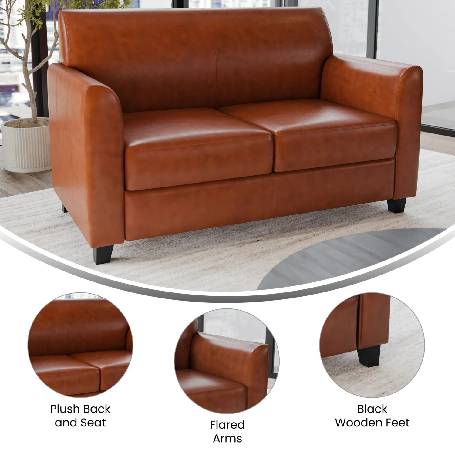 Flash HERCULES Diplomat Series LeatherSoft Loveseat With Clean Line Stitched Frame - Image 4