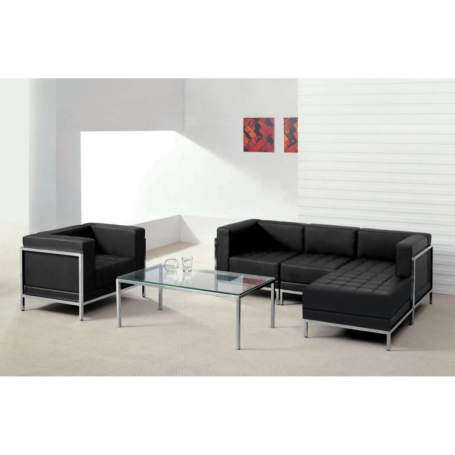 Flash HERCULES Imagination Series LeatherSoft Sectional & Chair, 5 Pieces - Image 2