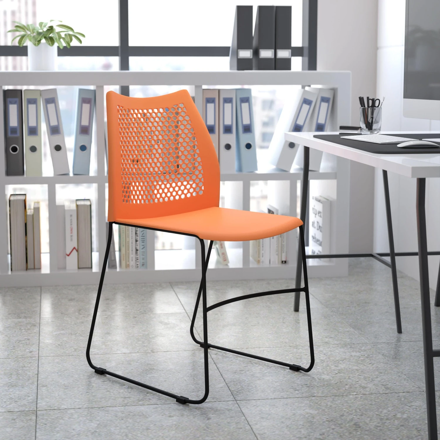 Flash HERCULES Series 661 Lb. Capacity Stack Chair With Air-Vent Back And Powder Coated Sled Base - Image 2