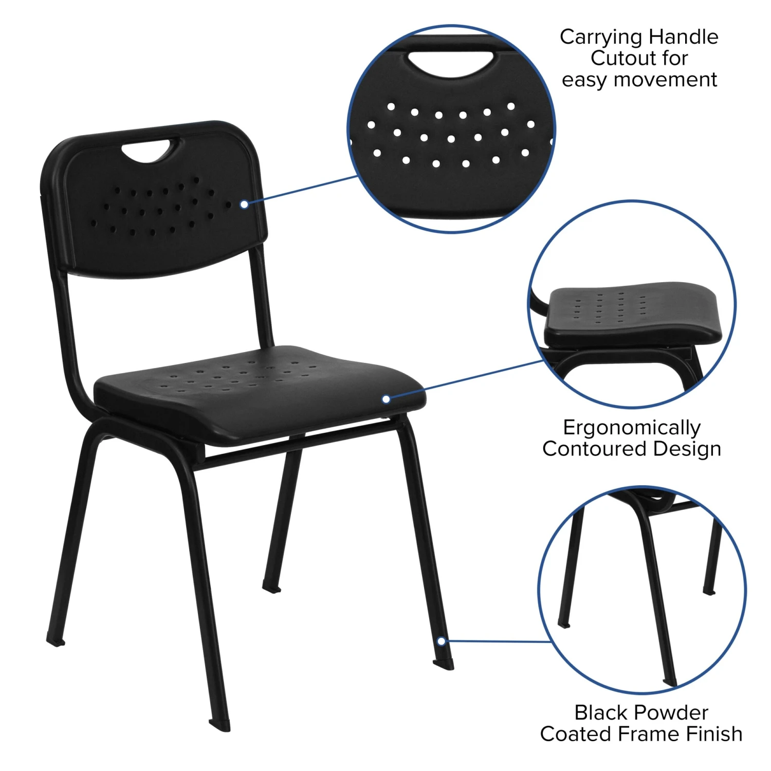 Flash HERCULES Series 880 Lb. Capacity Plastic Stack Chair With Open Back - Image 5