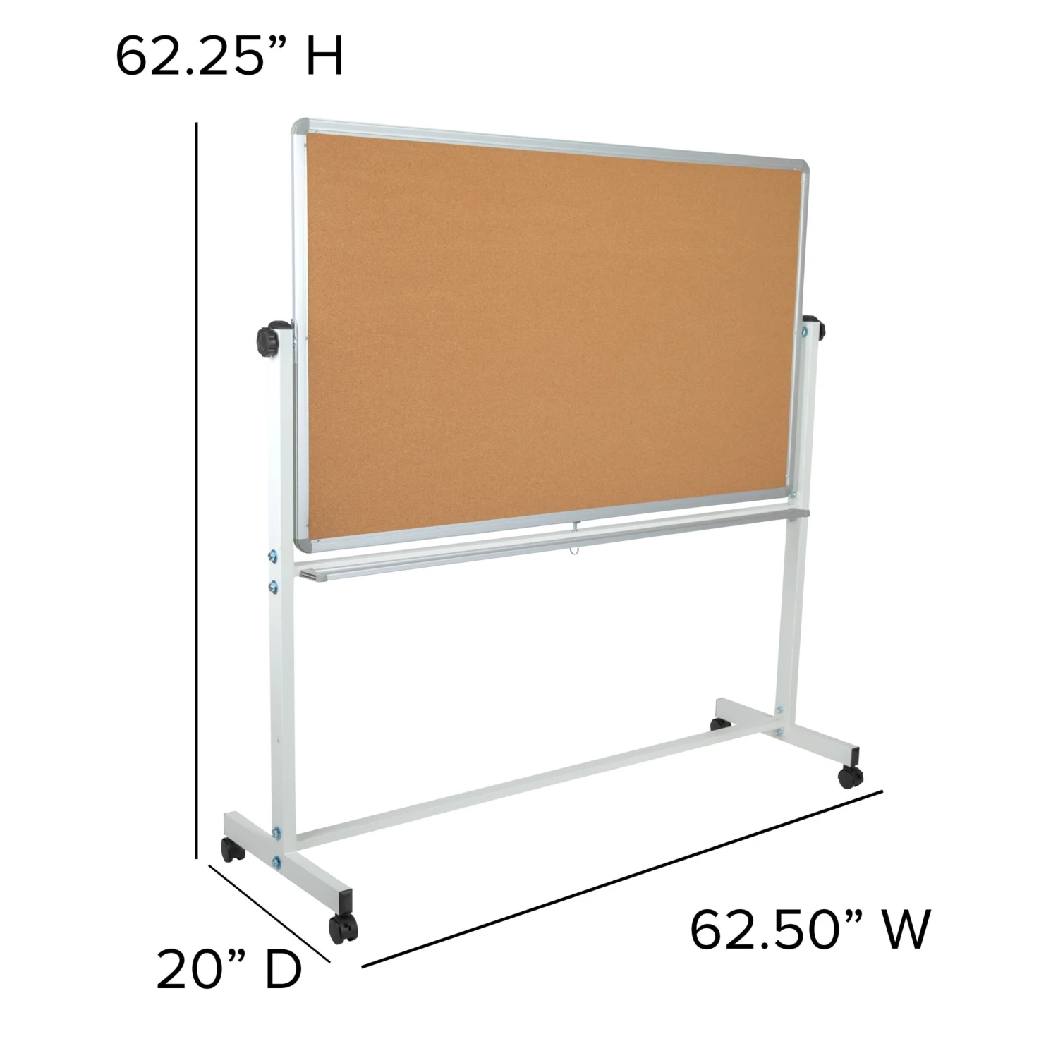Flash HERCULES Series Reversible Mobile Cork Bulletin Board And White Board Stand With Pen Tray - Image 5