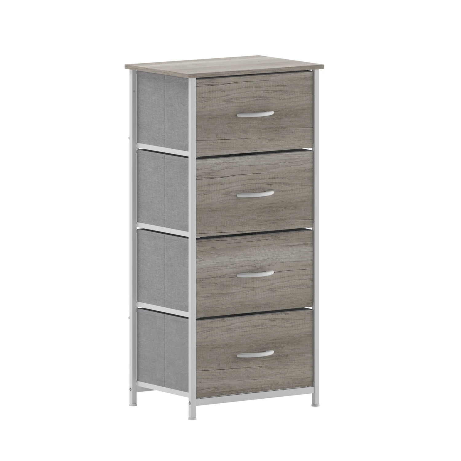 Flash Harris 4 Drawer Vertical Storage Dresser With Cast Iron Frame, Wood Top And Easy Pull Engineered Wood Drawers With Wooden Handles - Image 13