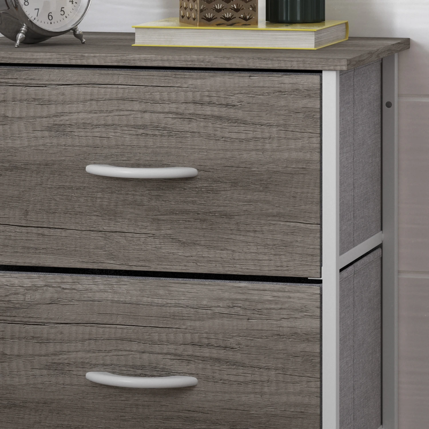Flash Harris 4 Drawer Vertical Storage Dresser With Cast Iron Frame, Wood Top And Easy Pull Engineered Wood Drawers With Wooden Handles - Image 19