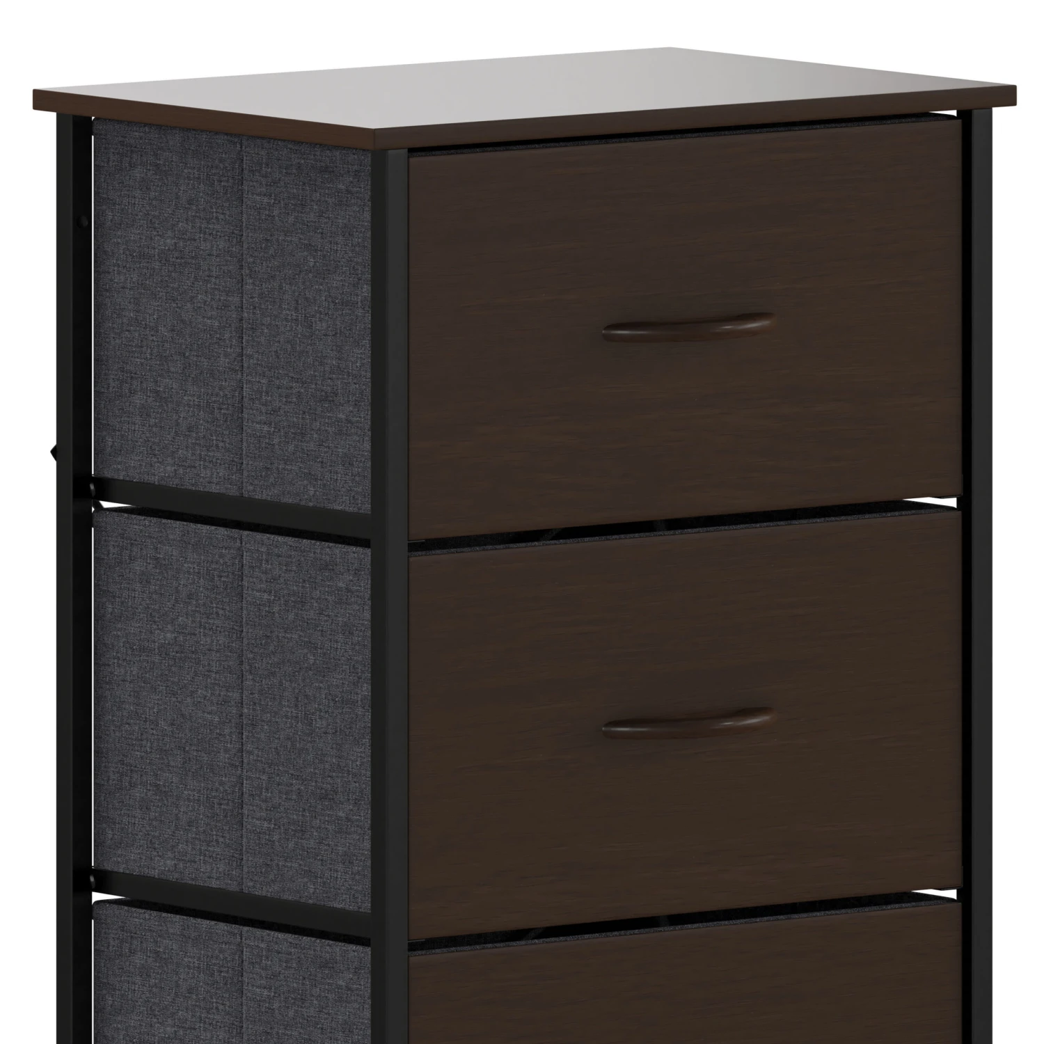 Flash Harris 4 Drawer Vertical Storage Dresser With Cast Iron Frame, Wood Top And Easy Pull Engineered Wood Drawers With Wooden Handles - Image 9
