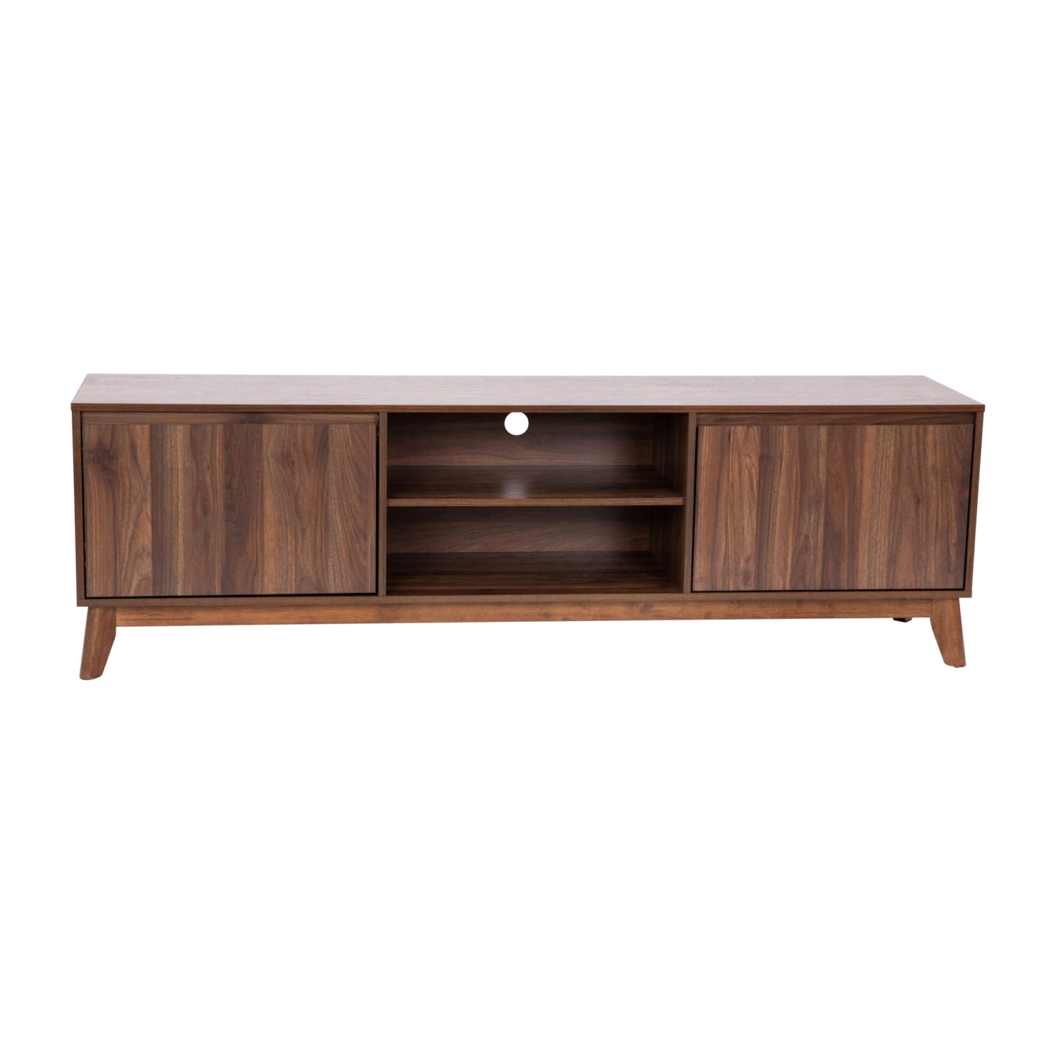 Flash Hatfield Mid-Century Modern TV Stand For Up To 64 Inch TV's - Media Center With Adjustable Center Shelf And Dual Soft Close Doors