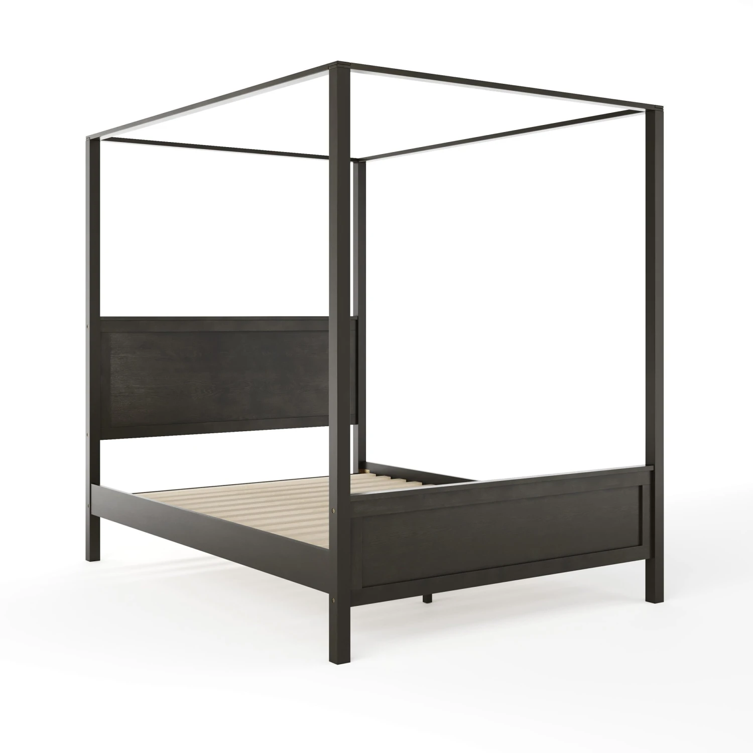 Hayes Solid Wood Canopy Platform Bed With Wood Headboard And Footboard, No Box Spring Needed