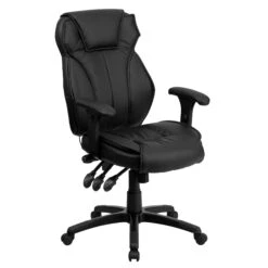 Flash High Back LeatherSoft Multifunction Executive Swivel Ergonomic Office Chair With Lumbar Support Knob With Arms