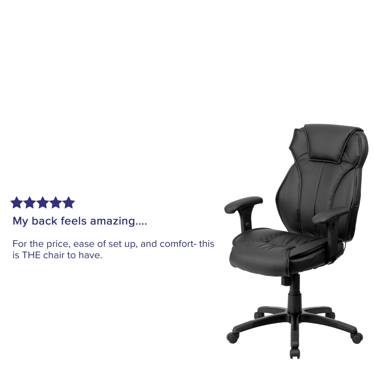 Flash High Back LeatherSoft Multifunction Executive Swivel Ergonomic Office Chair With Lumbar Support Knob With Arms - Image 5