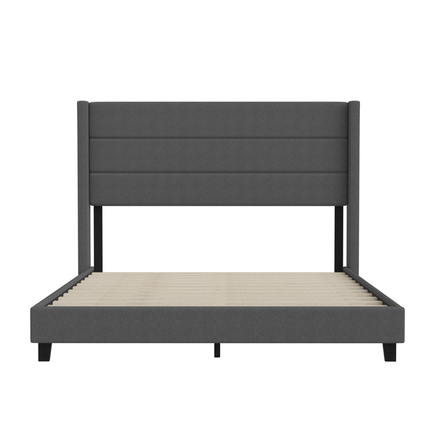 Flash Hollis Upholstered Platform Bed With Wingback Headboard, Mattress Foundation With Slatted Supports, No Box Spring Needed - Image 10