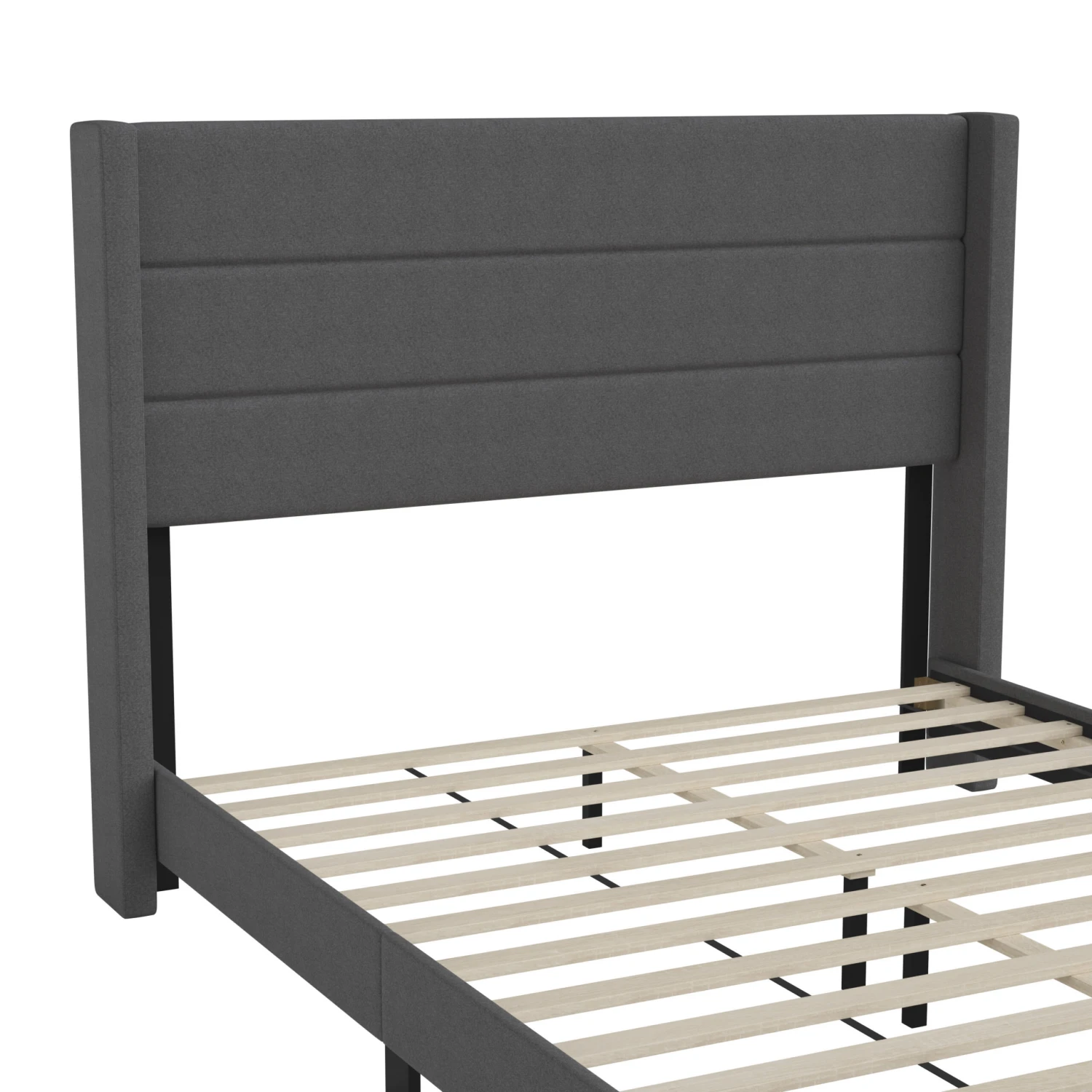 Flash Hollis Upholstered Platform Bed With Wingback Headboard, Mattress Foundation With Slatted Supports, No Box Spring Needed - Image 11