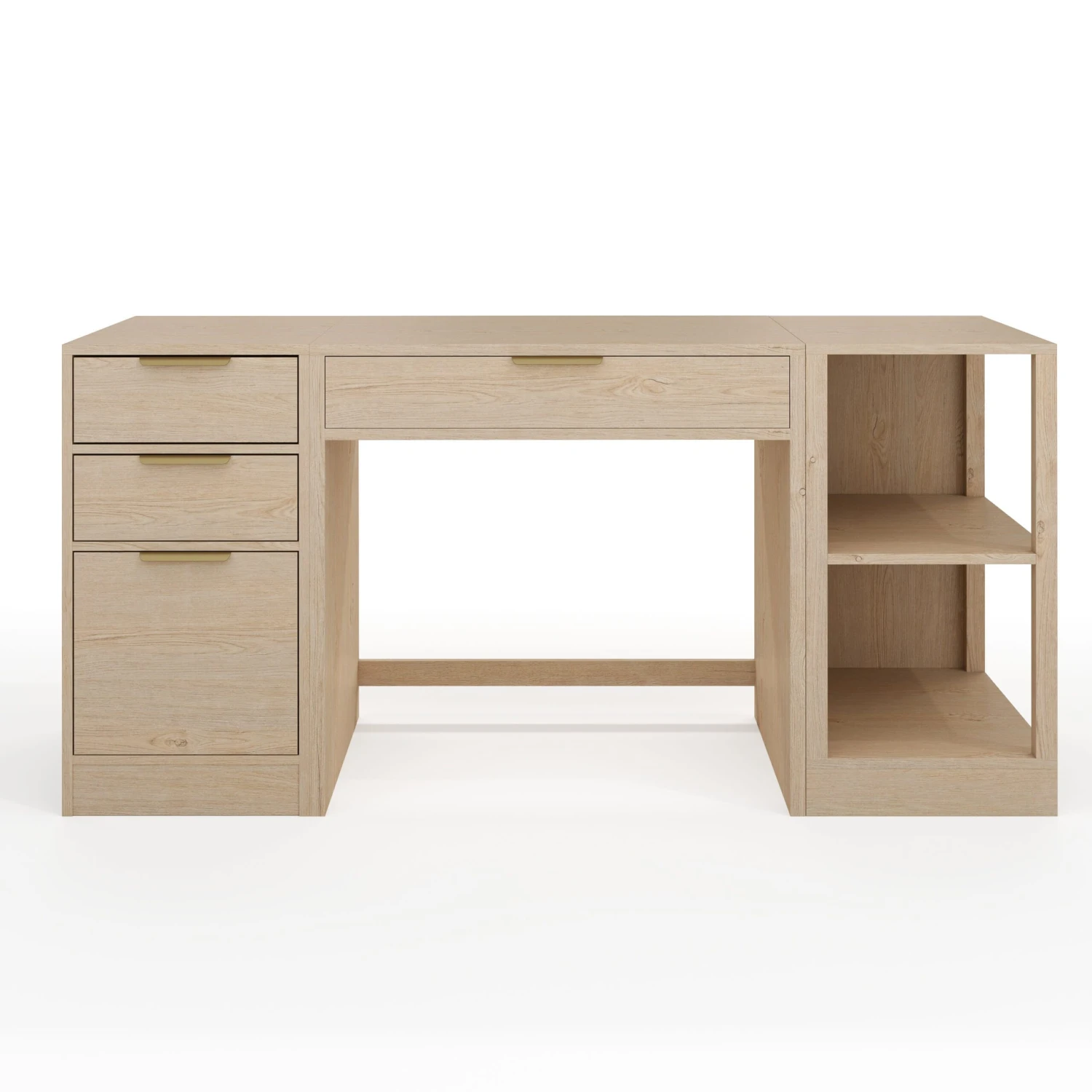 Kayden Home Office Modular Single-Drawer Desk With 2 Tier Shelf And 3 Drawer File Cabinet - Image 6