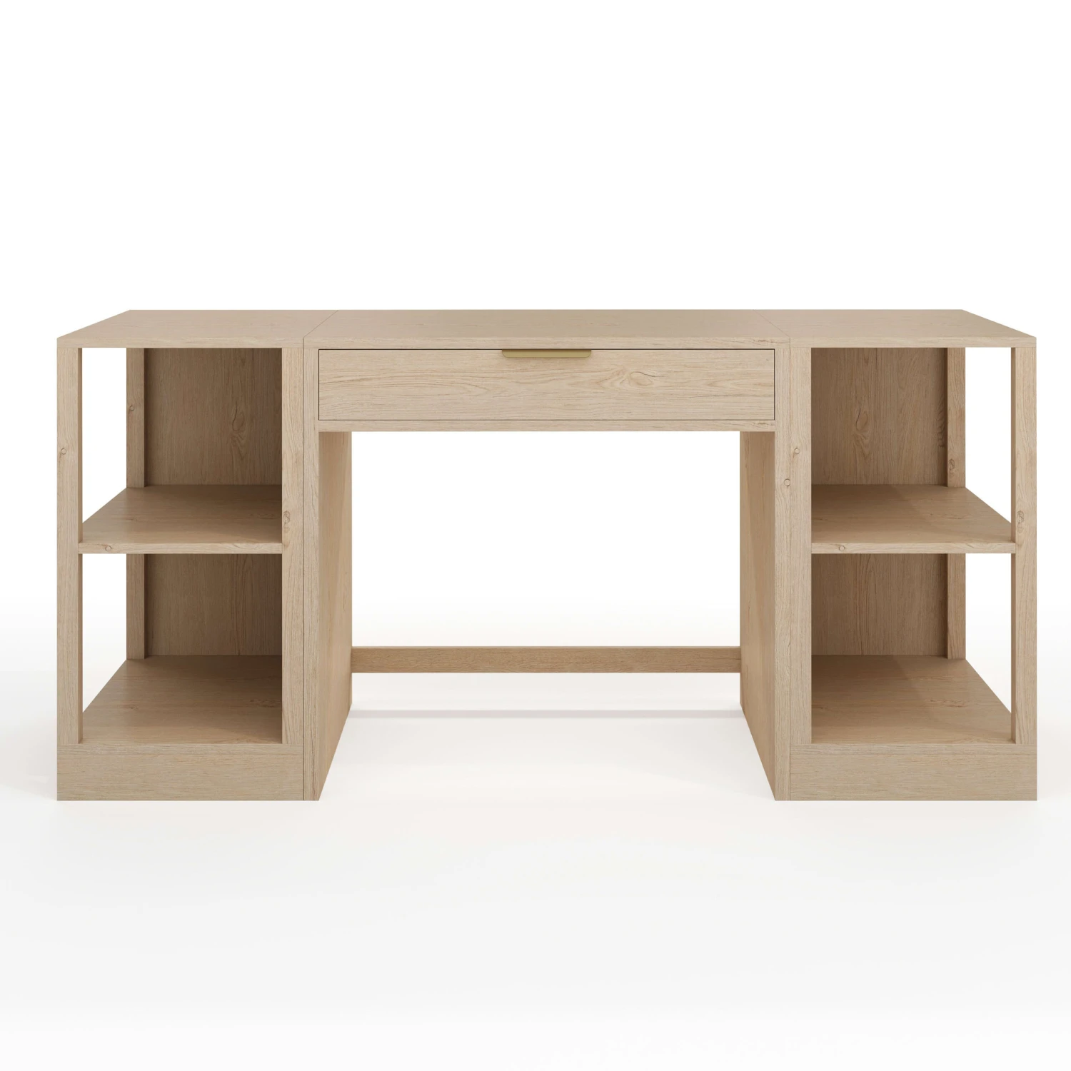 Kayden Home Office Modular Single-Drawer Desk With Dual 2 Tier Shelves - Image 6