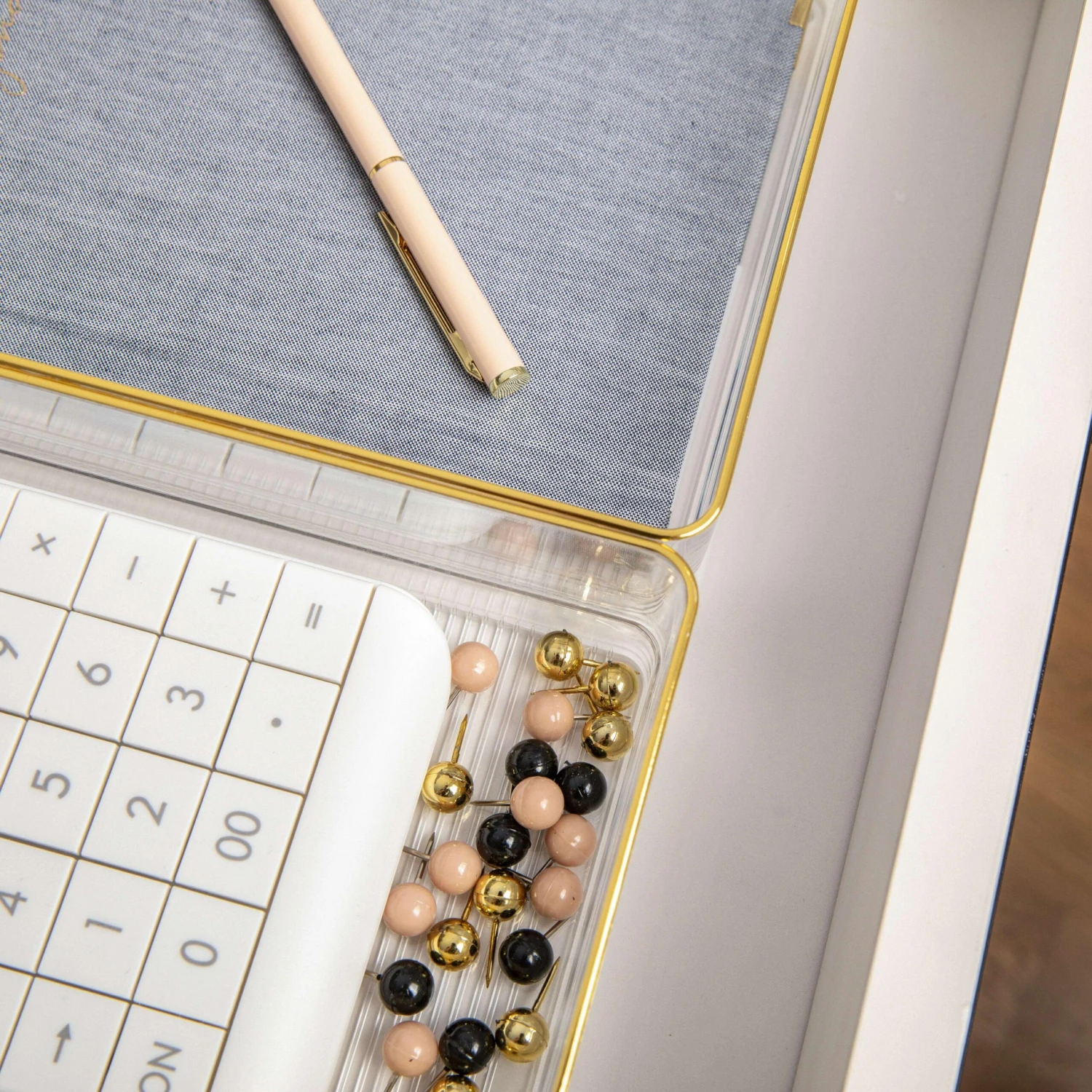 Kerry 3 Pack Plastic Stackable Office Desk Drawer Organizers With Metallic Trim, 9" X 6" - Image 7