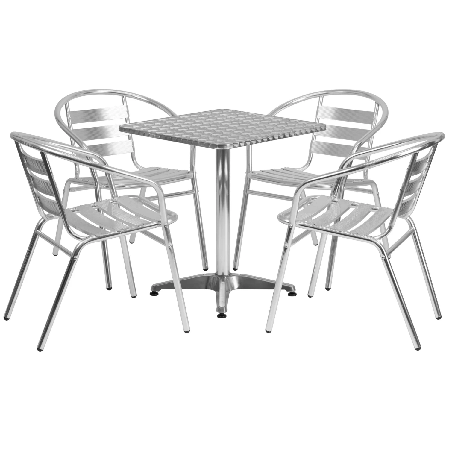 Flash Lila 23.5'' Square Aluminum Indoor-Outdoor Table Set With 4 Slat Back Chairs - Image 6