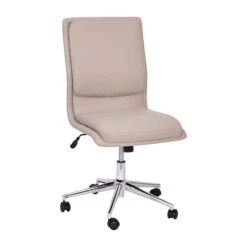 Flash Madigan Mid-Back Armless Swivel Task Office Chair With Upholstery And Adjustable Metal Base
