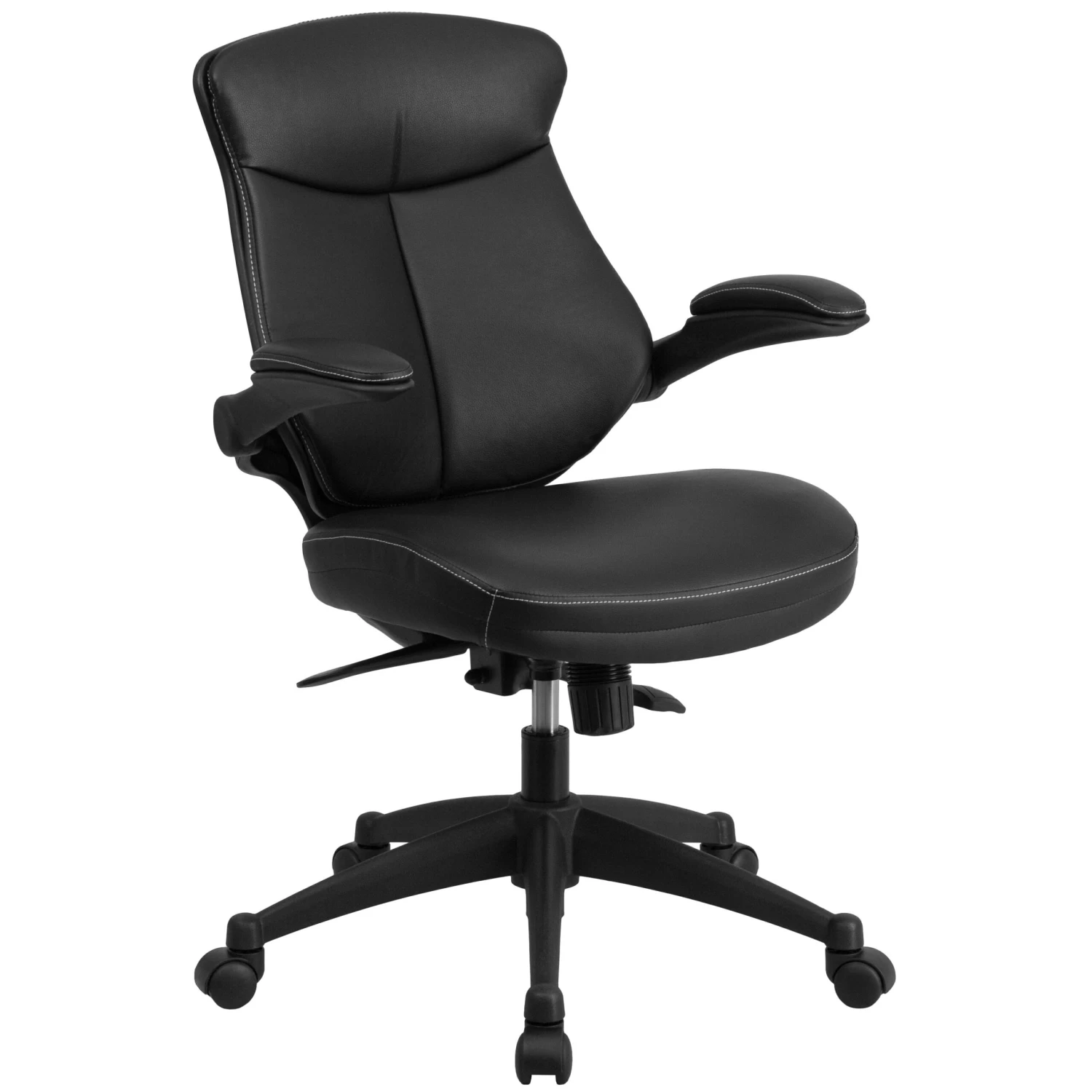 Flash Mid-Back LeatherSoft Executive Swivel Ergonomic Office Chair With Back Angle Adjustment And Flip-Up Arms - Image 14
