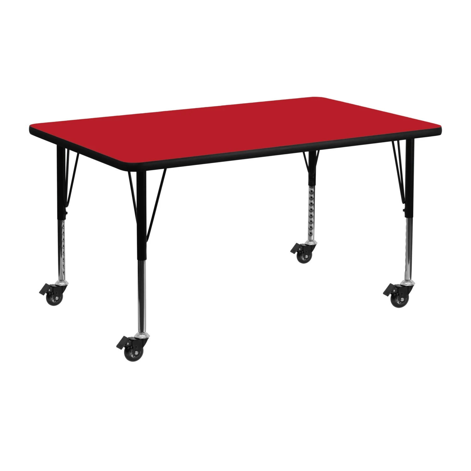 Flash Mobile 24''W X 48''L Rectangular HP Laminate Activity Table - Height Adjustable Short Legs - Image 7
