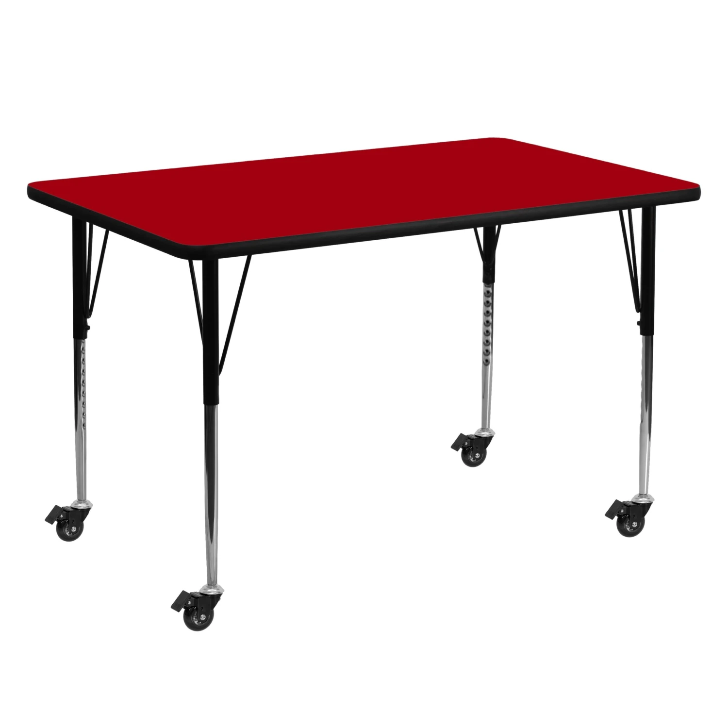 Flash Mobile 30''W X 60''L Rectangular Thermal Laminate Activity Table - Standard Height Adjustable Legs - Image 7