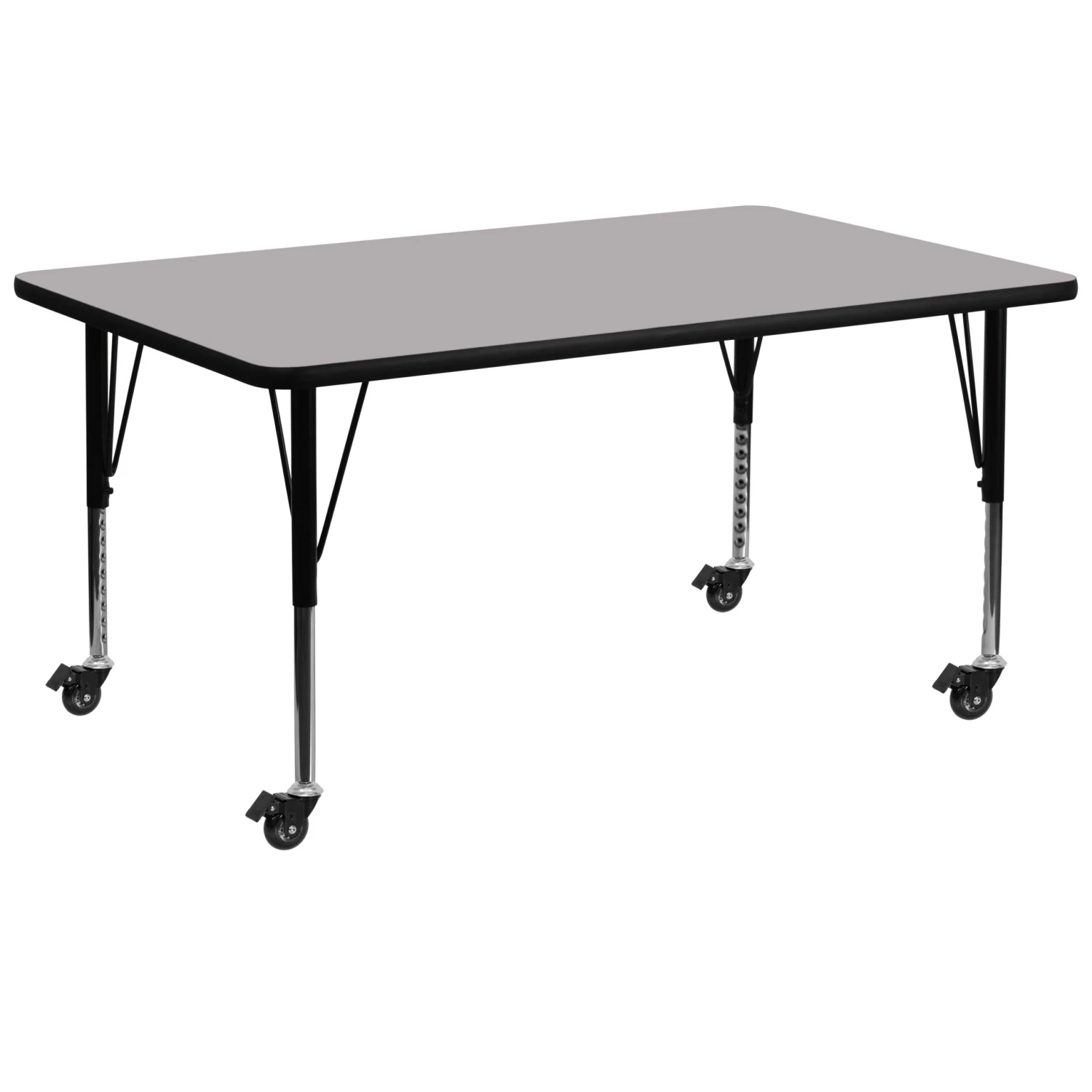 Flash Mobile 30''W X 72''L Rectangular Thermal Laminate Activity Table - Height Adjustable Short Legs