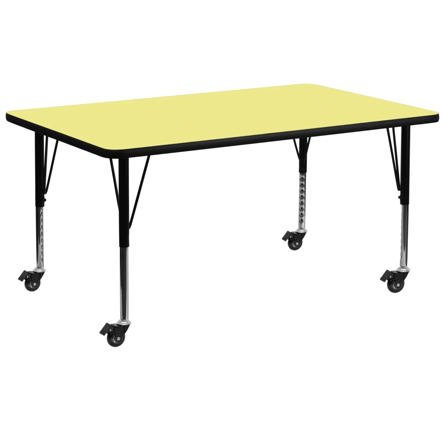 Flash Mobile 30''W X 72''L Rectangular Thermal Laminate Activity Table - Height Adjustable Short Legs - Image 14