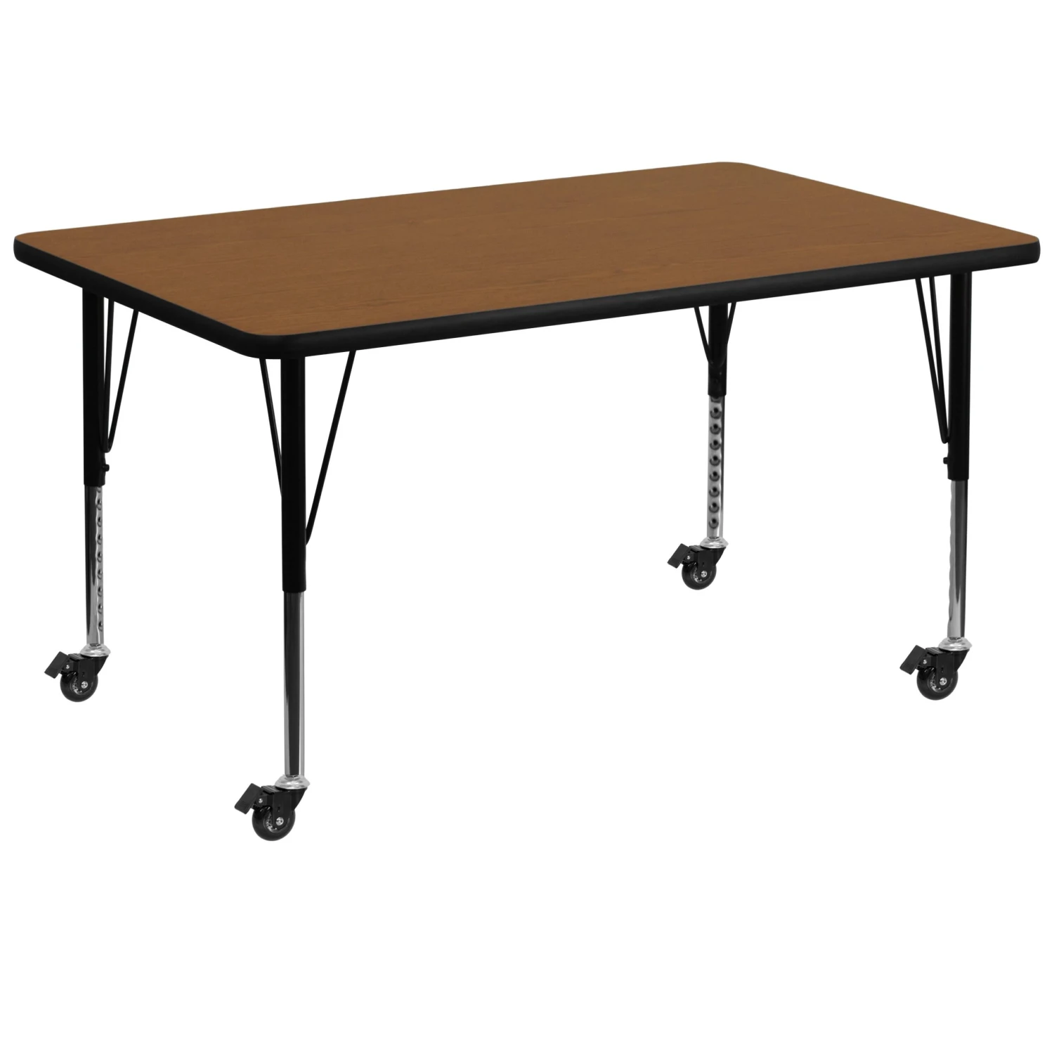 Flash Mobile 36''W X 72''L Rectangular HP Laminate Activity Table - Height Adjustable Short Legs - Image 14