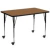 Flash Mobile 36''W X 72''L Rectangular Thermal Laminate Activity Table - Standard Height Adjustable Legs
