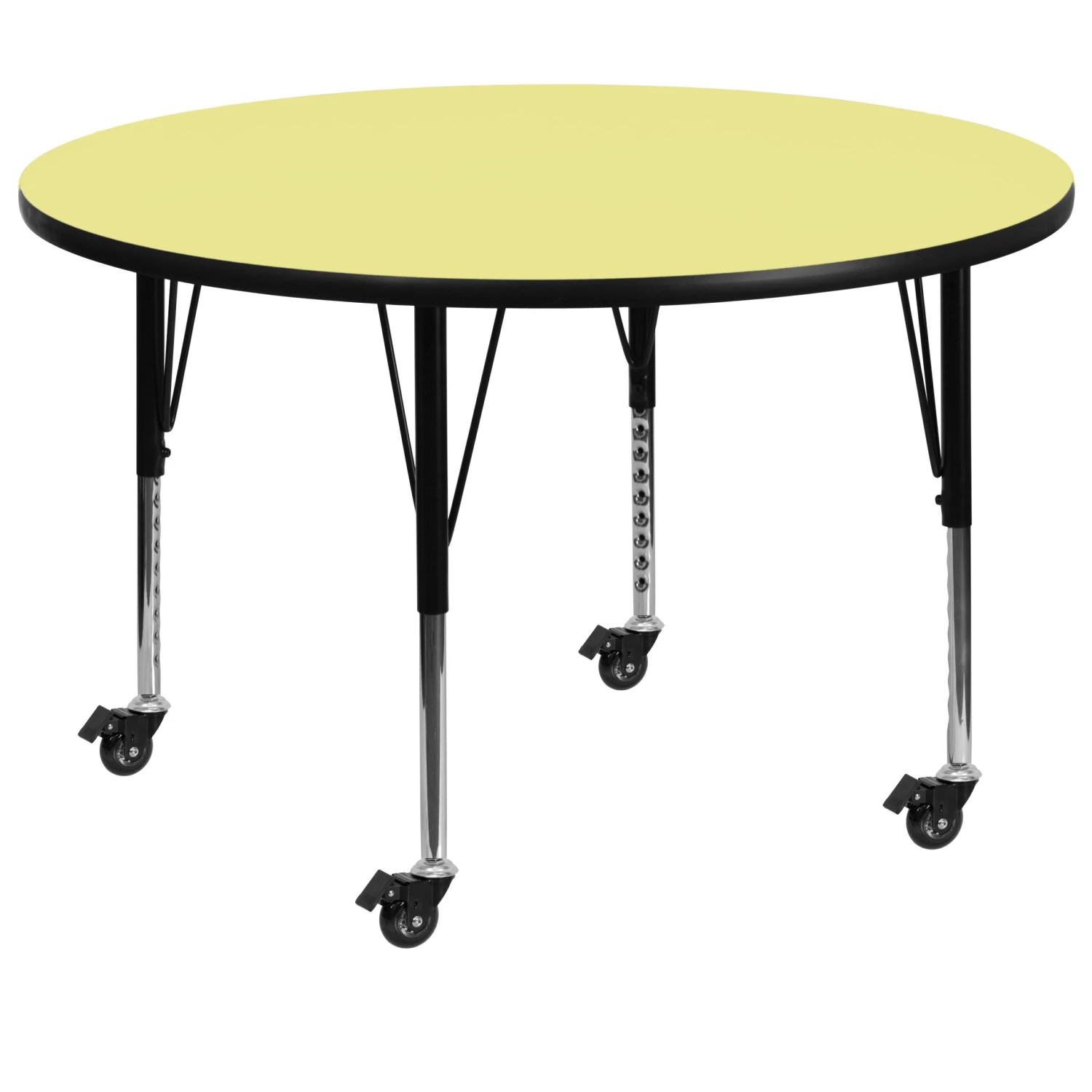 Flash Mobile 42'' Round Thermal Laminate Activity Table - Height Adjustable Short Legs