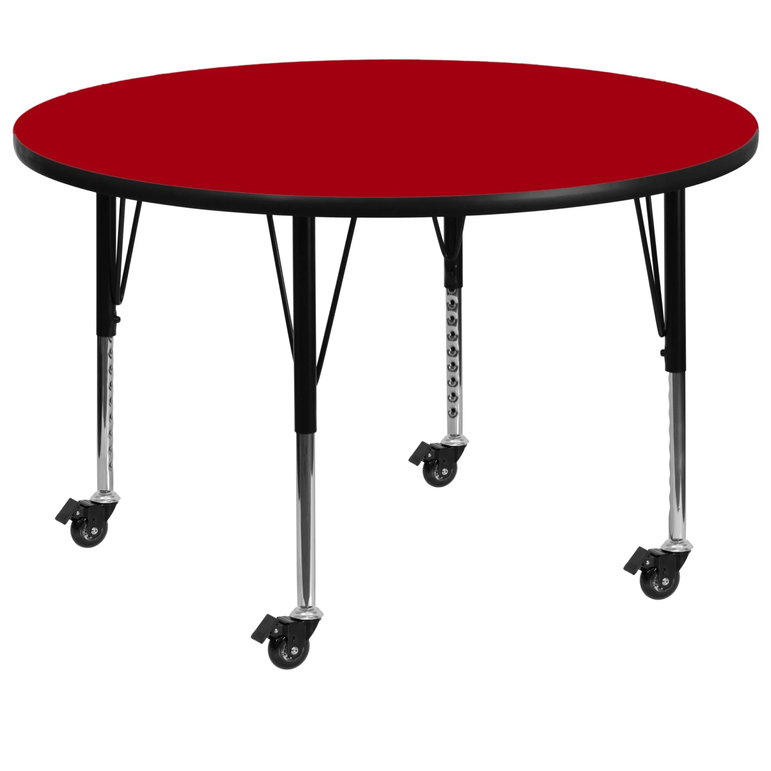 Flash Mobile 42'' Round Thermal Laminate Activity Table - Height Adjustable Short Legs - Image 10