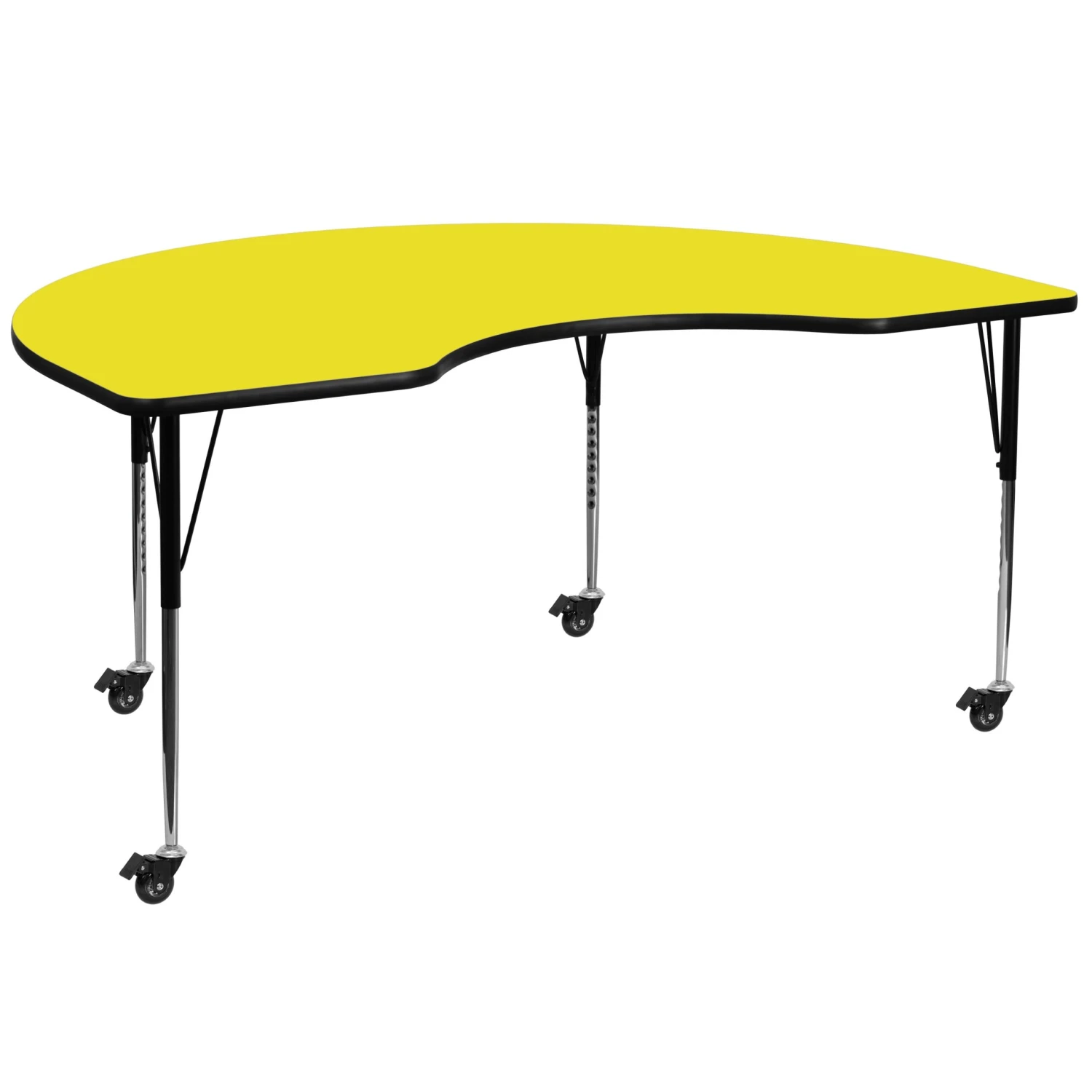 Flash Mobile 48''W X 72''L Kidney HP Laminate Activity Table - Standard Height Adjustable Legs - Image 14