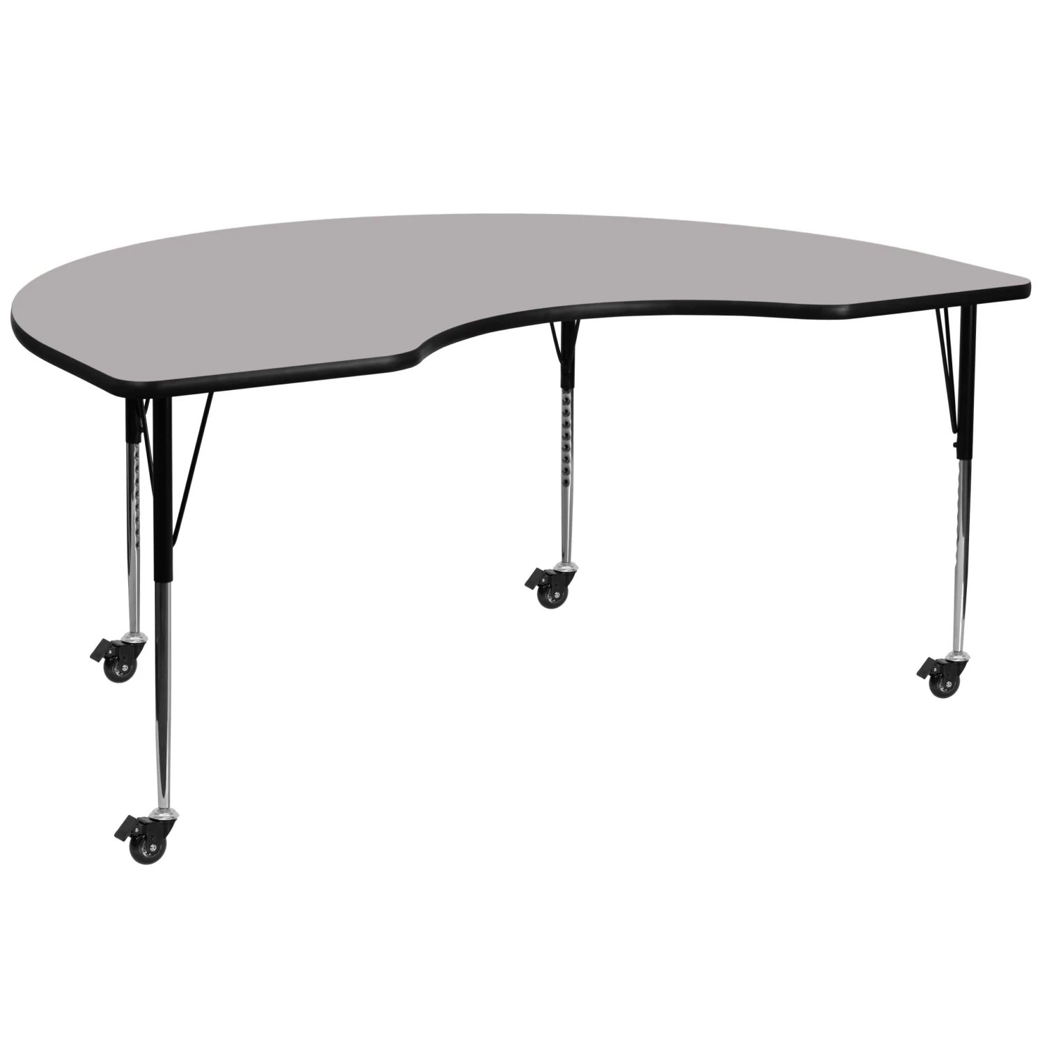 Flash Mobile 48''W X 72''L Kidney Thermal Laminate Activity Table - Standard Height Adjustable Legs - Image 10