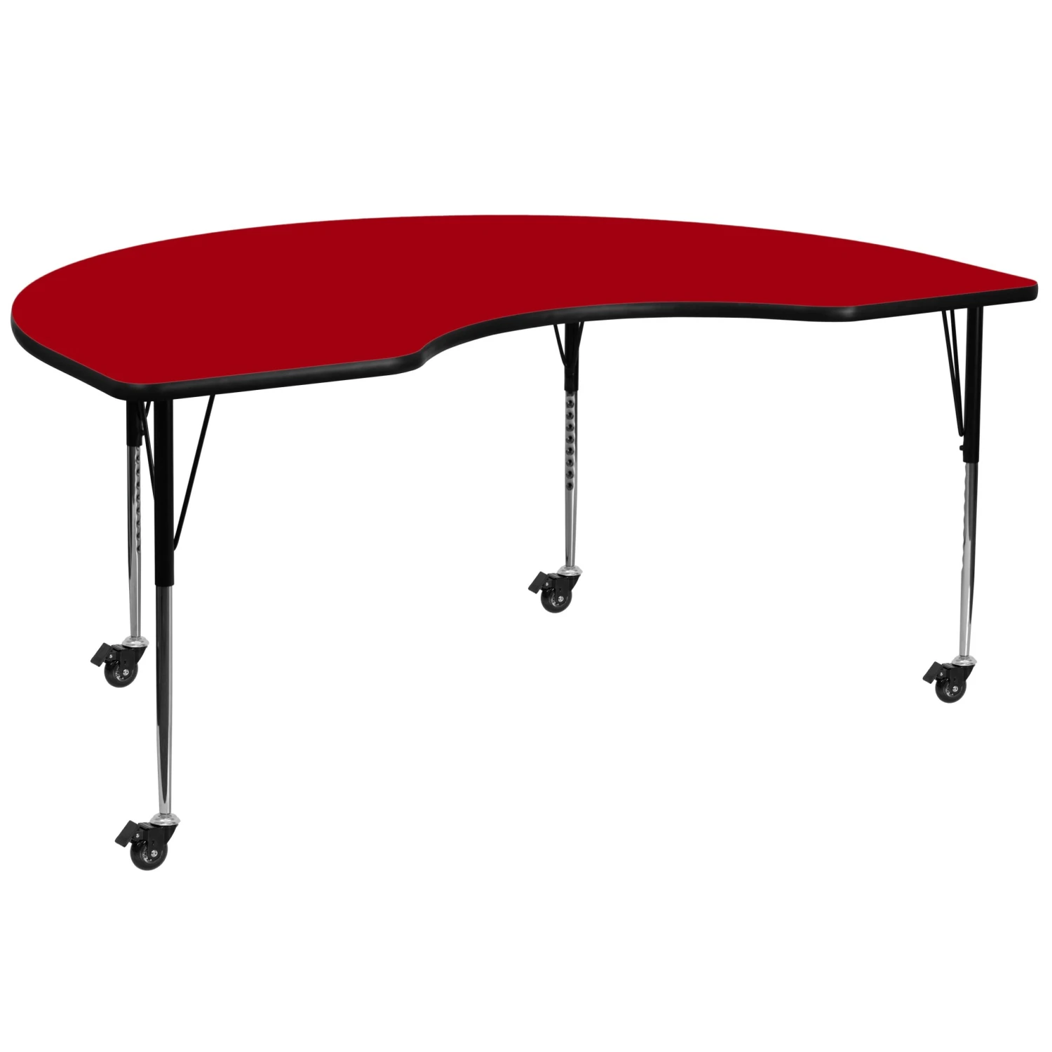 Flash Mobile 48''W X 72''L Kidney Thermal Laminate Activity Table - Standard Height Adjustable Legs - Image 13