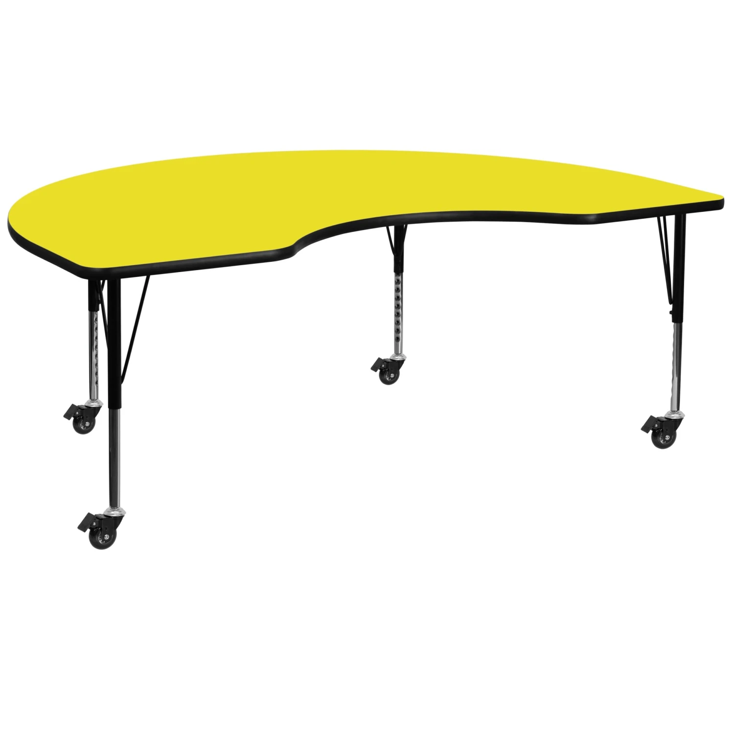 Flash Mobile 48''W X 96''L Kidney HP Laminate Activity Table - Height Adjustable Short Legs - Image 4