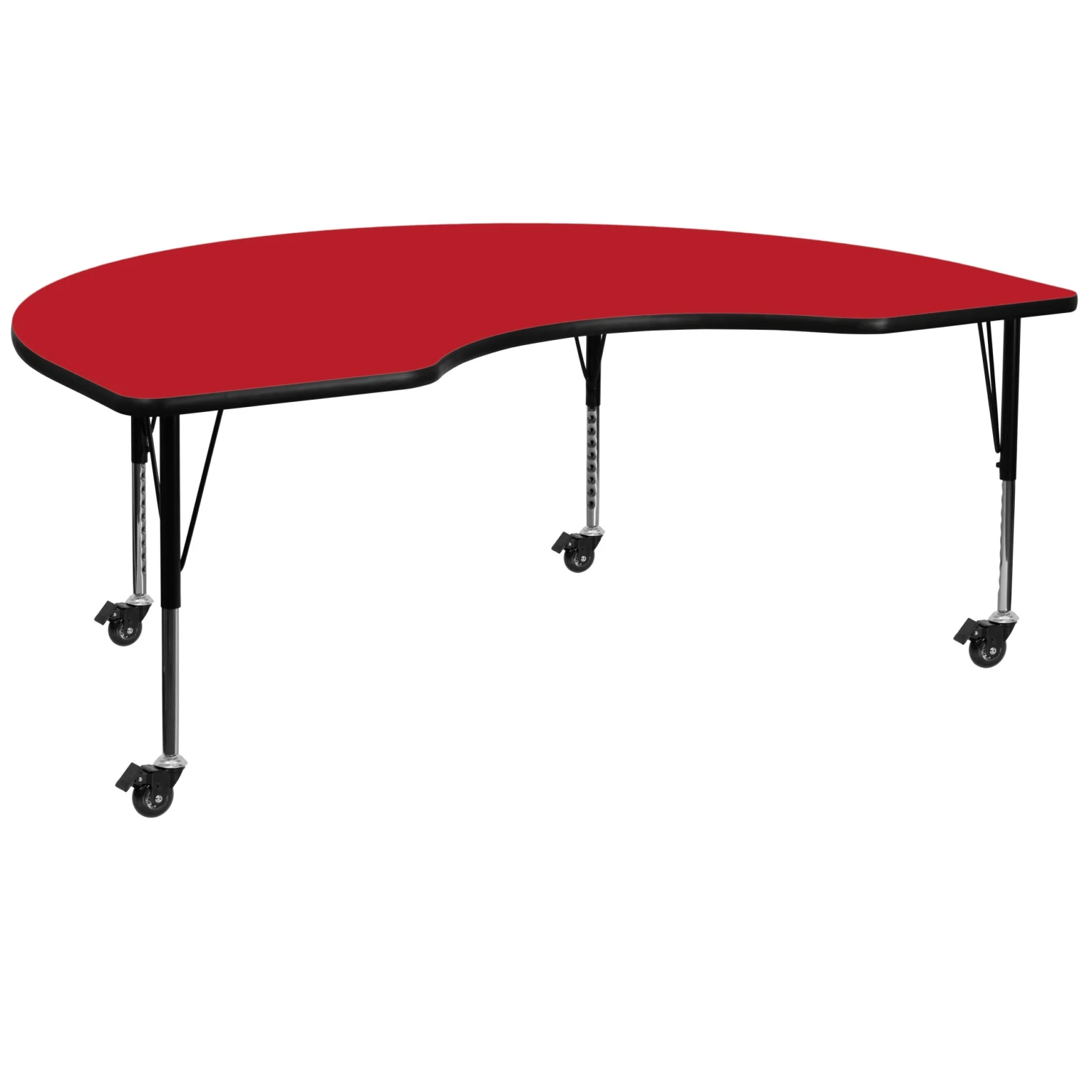 Flash Mobile 48''W X 96''L Kidney HP Laminate Activity Table - Height Adjustable Short Legs - Image 7