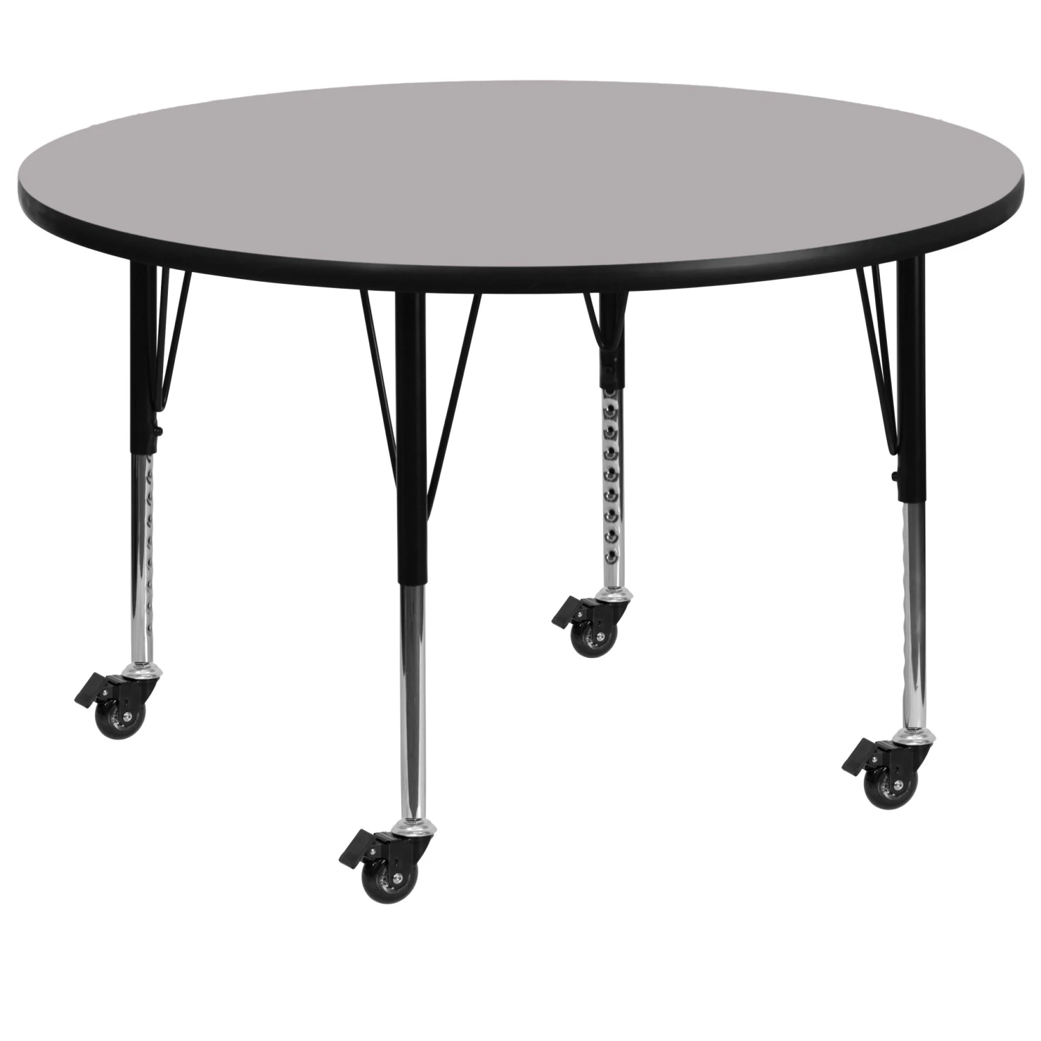 Flash Mobile 48'' Round Thermal Laminate Activity Table - Height Adjustable Short Legs - Image 15